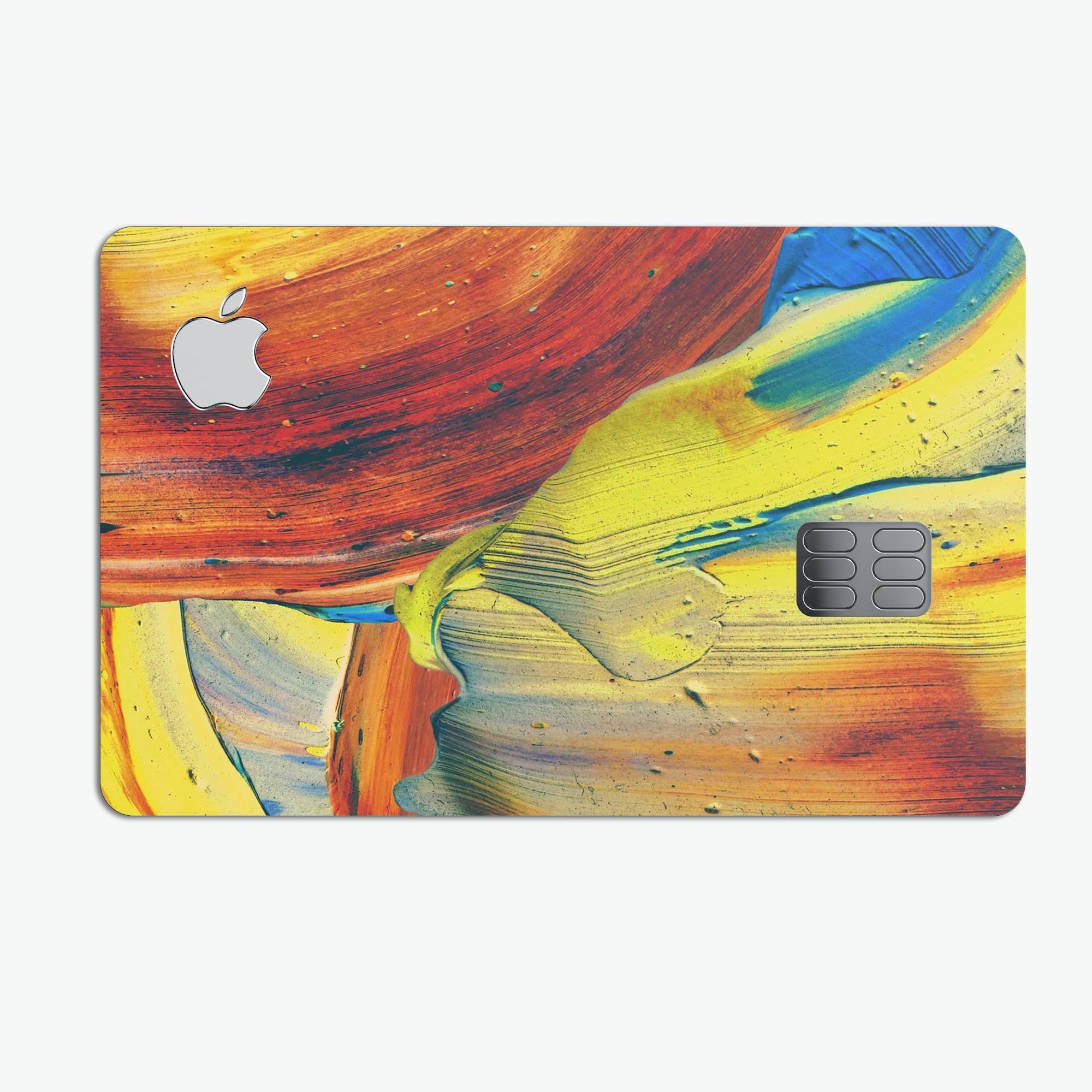 Liquid Abstract Paint Remix V54 skin for Apple Card, showcasing vibrant colors and premium vinyl material.