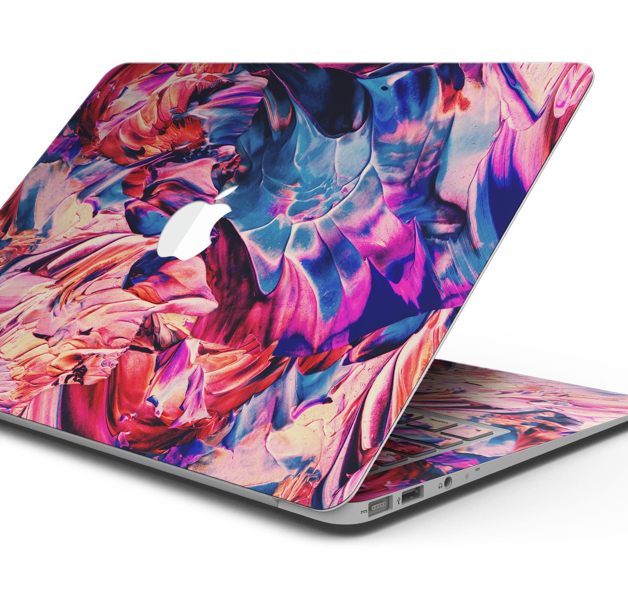 Liquid Abstract Paint Remix V56 skin decal wrap kit for MacBook, showcasing vibrant colors and a sleek design.