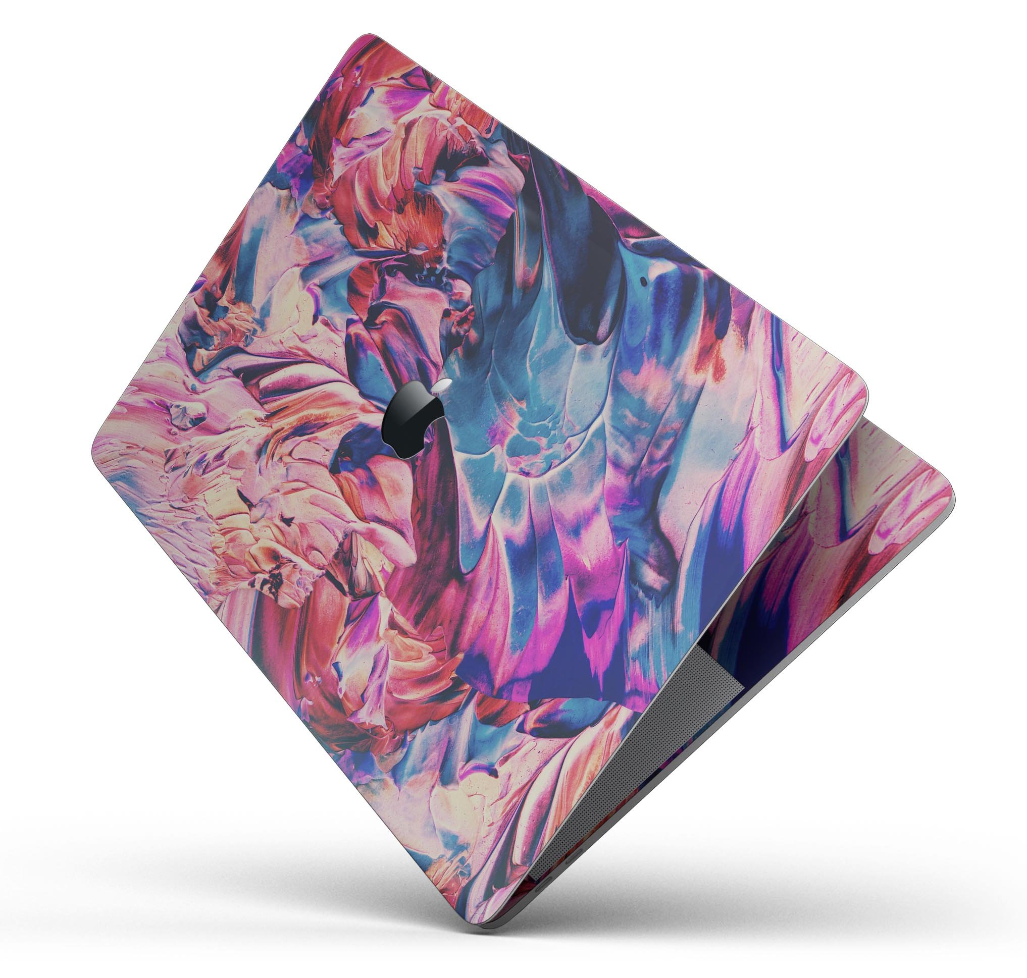 Liquid Abstract Paint Remix V56 skin decal wrap kit for MacBook, showcasing vibrant colors and a sleek design.