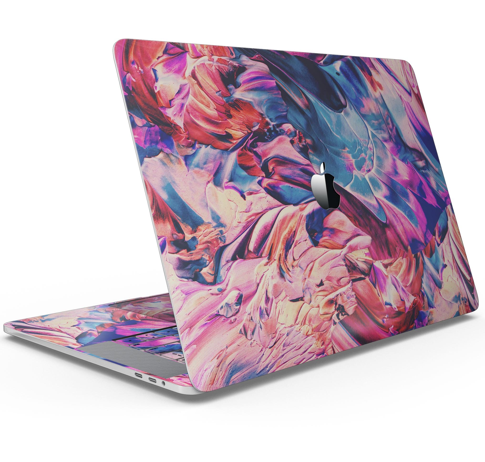 Liquid Abstract Paint Remix V56 skin decal wrap kit for MacBook, showcasing vibrant colors and a sleek design.