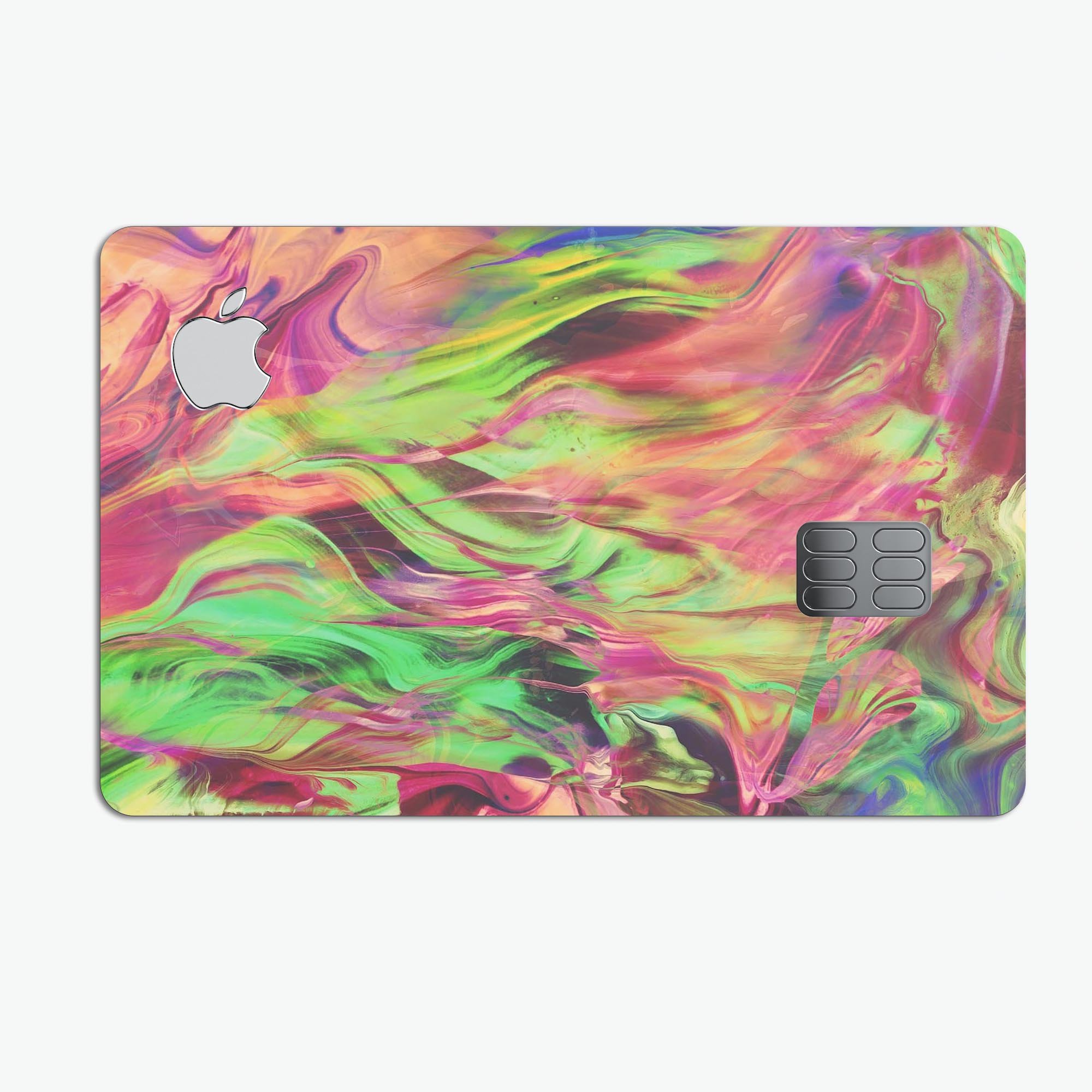 Liquid Abstract Paint Remix V58 skin for Apple Card, showcasing vibrant colors and premium vinyl material.