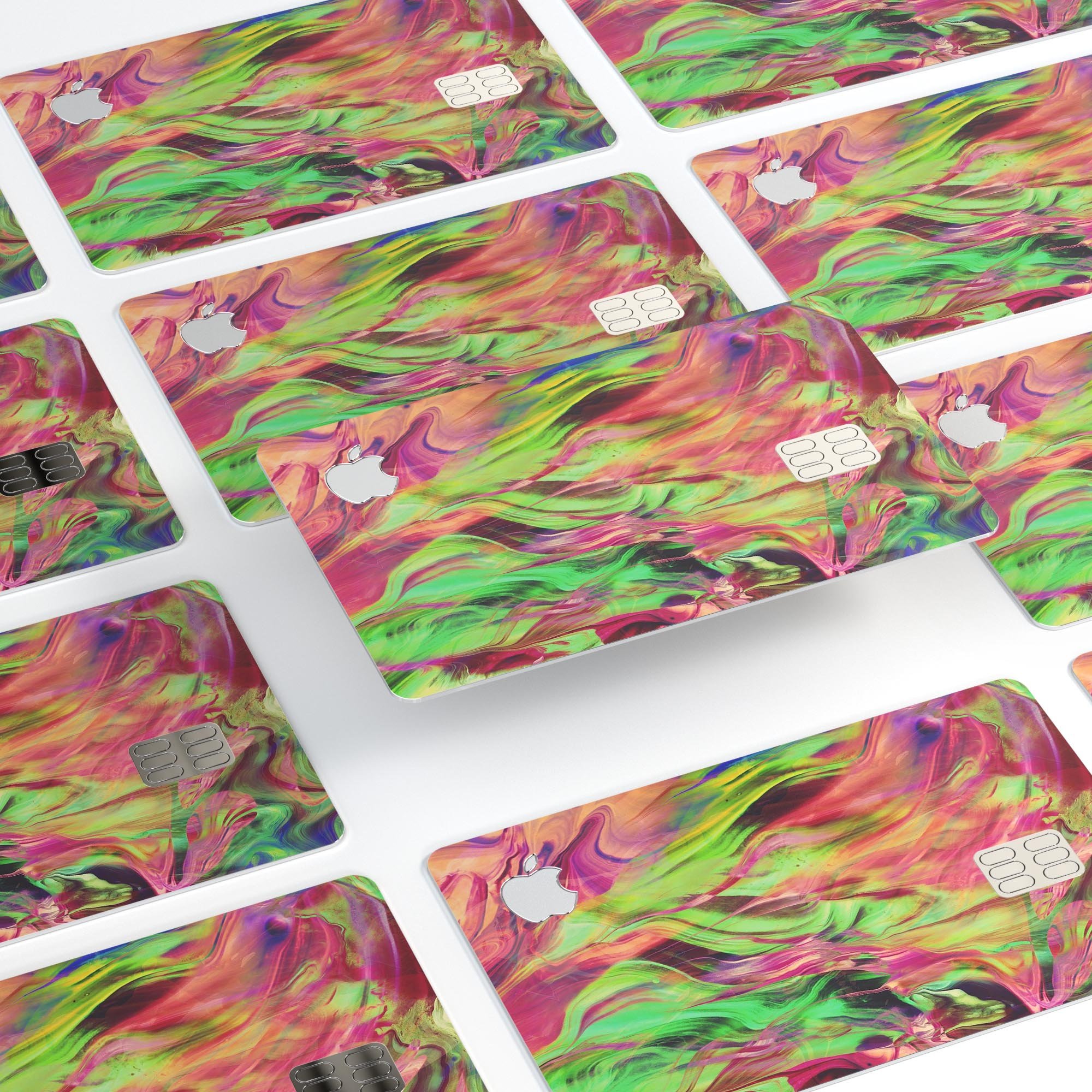 Liquid Abstract Paint Remix V58 skin for Apple Card, showcasing vibrant colors and premium vinyl material.