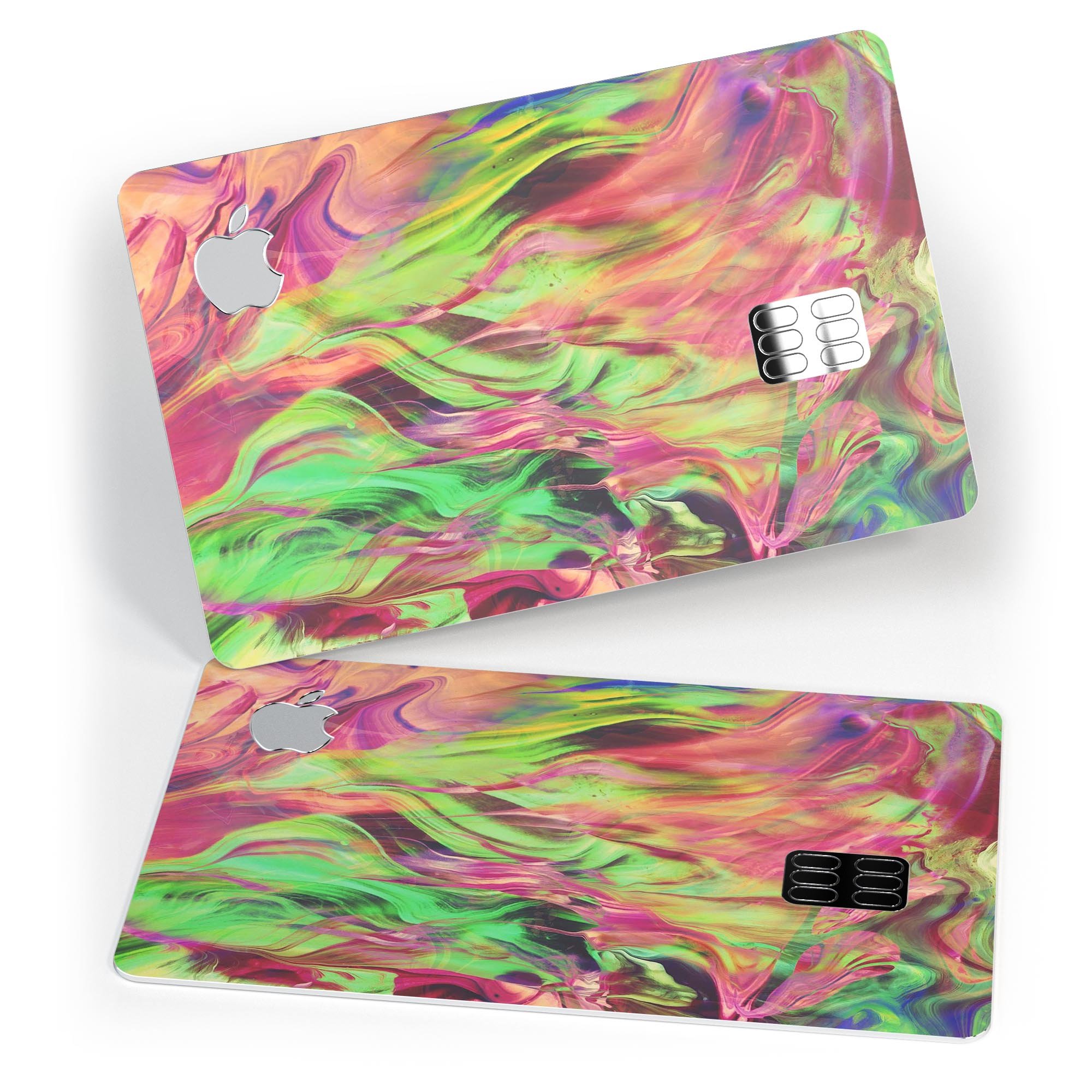 Liquid Abstract Paint Remix V58 skin for Apple Card, showcasing vibrant colors and premium vinyl material.