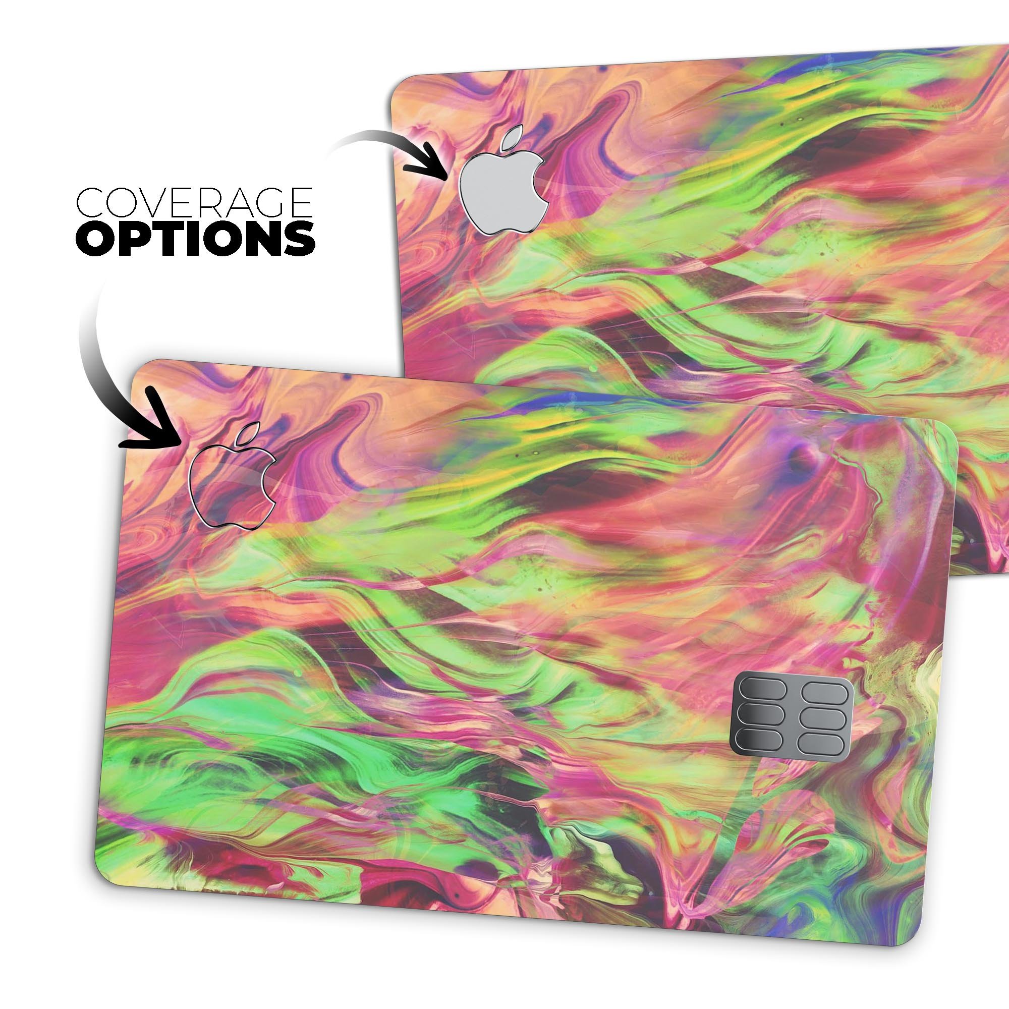 Liquid Abstract Paint Remix V58 skin for Apple Card, showcasing vibrant colors and premium vinyl material.