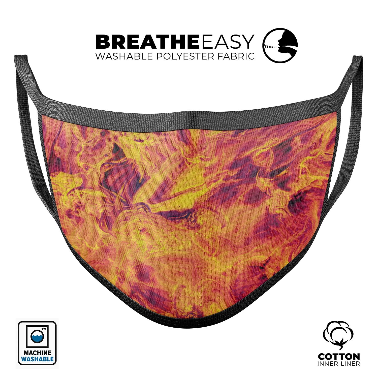 Liquid Abstract Paint Remix V62 unisex mouth cover, featuring vibrant dye-sublimated design, adjustable ear loops, and made from soft cotton.