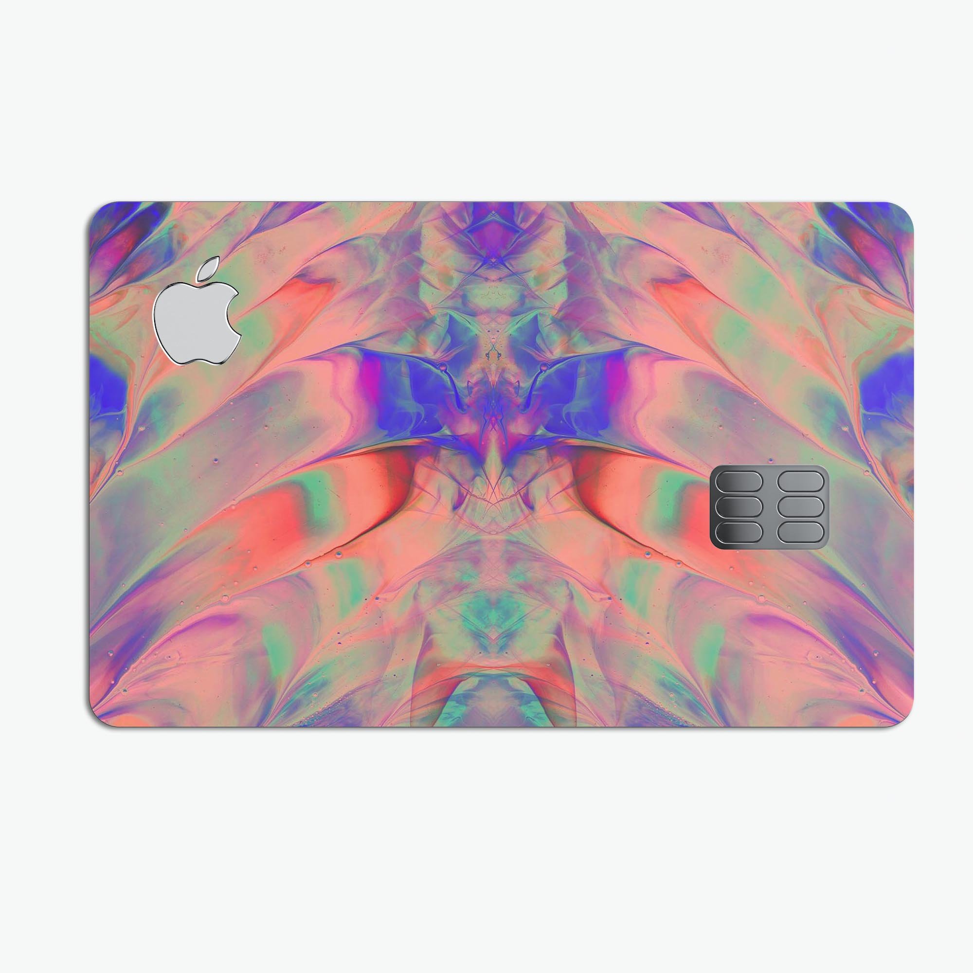 Liquid Abstract Paint Remix V64 skin for Apple Card, showcasing vibrant colors and premium vinyl material.