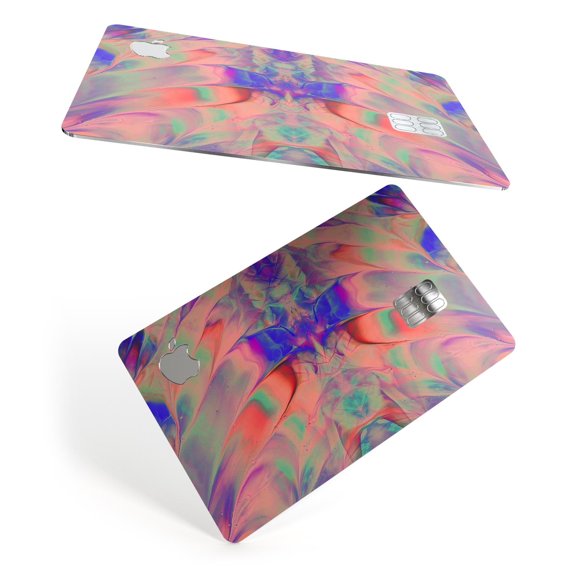 Liquid Abstract Paint Remix V64 skin for Apple Card, showcasing vibrant colors and premium vinyl material.