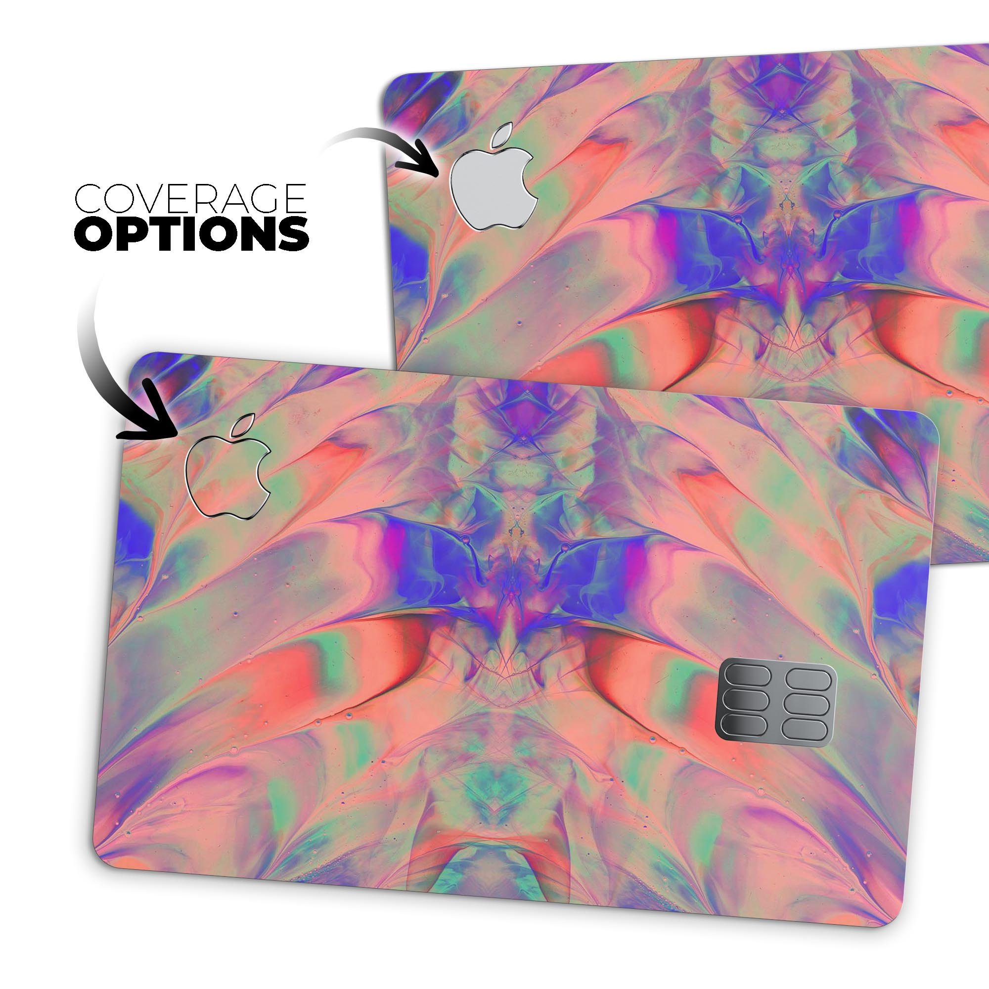 Liquid Abstract Paint Remix V64 skin for Apple Card, showcasing vibrant colors and premium vinyl material.