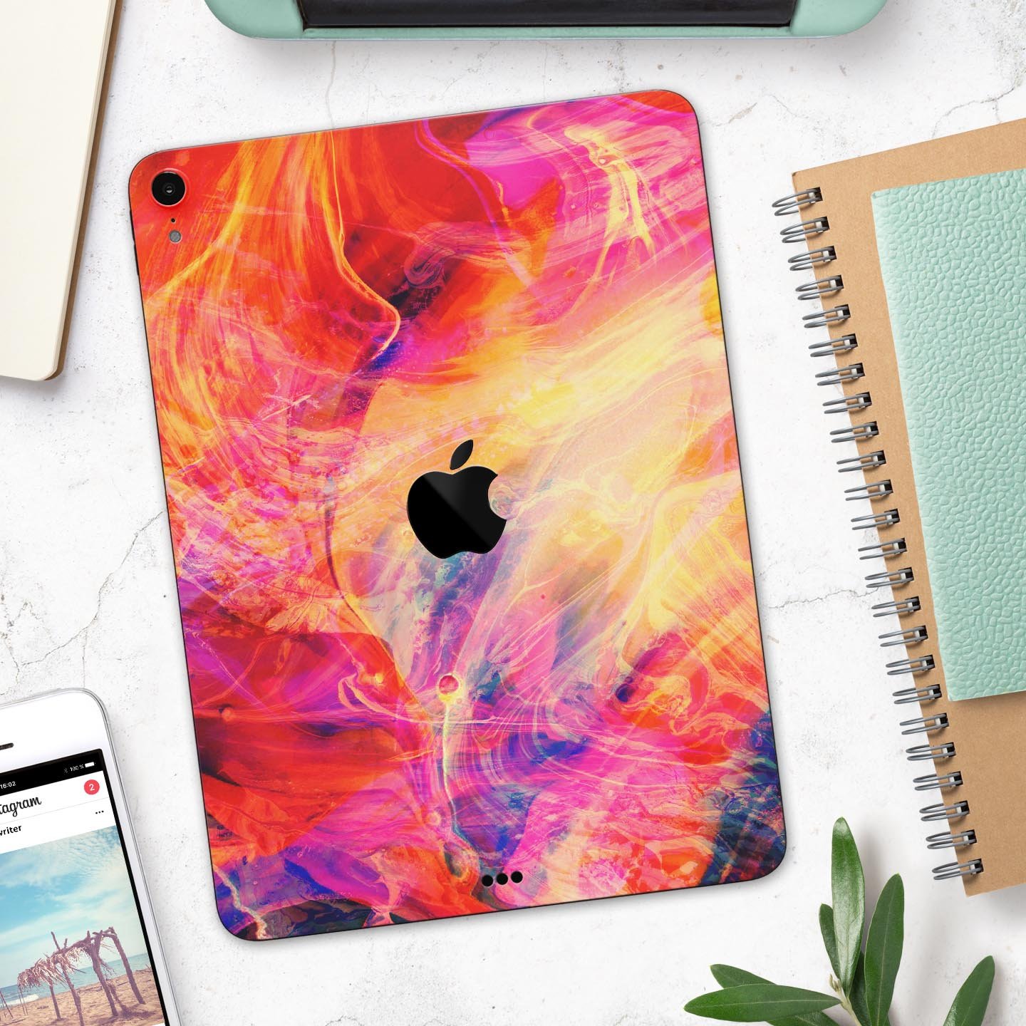 Liquid Abstract Paint Remix V69 full body skin decal for Apple devices, showcasing vibrant colors and a sleek design.