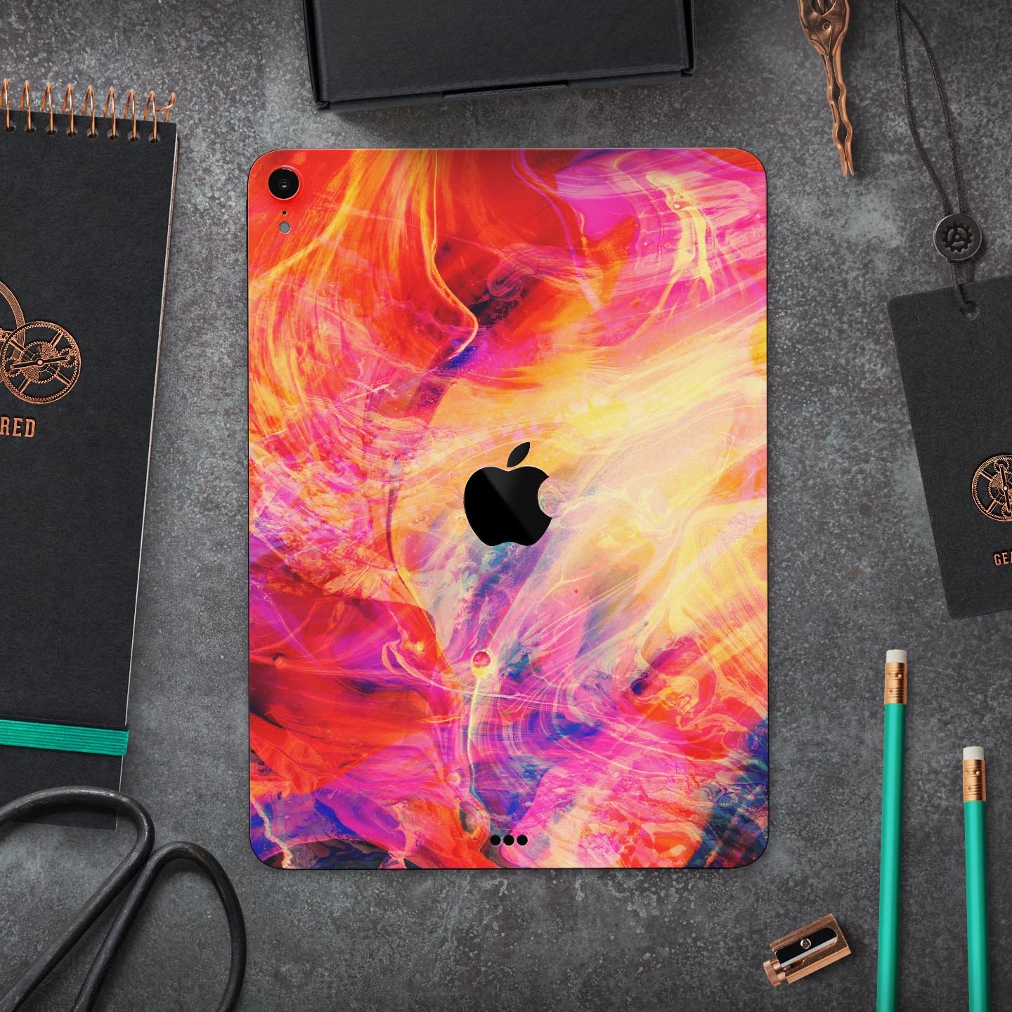 Liquid Abstract Paint Remix V69 full body skin decal for Apple devices, showcasing vibrant colors and a sleek design.