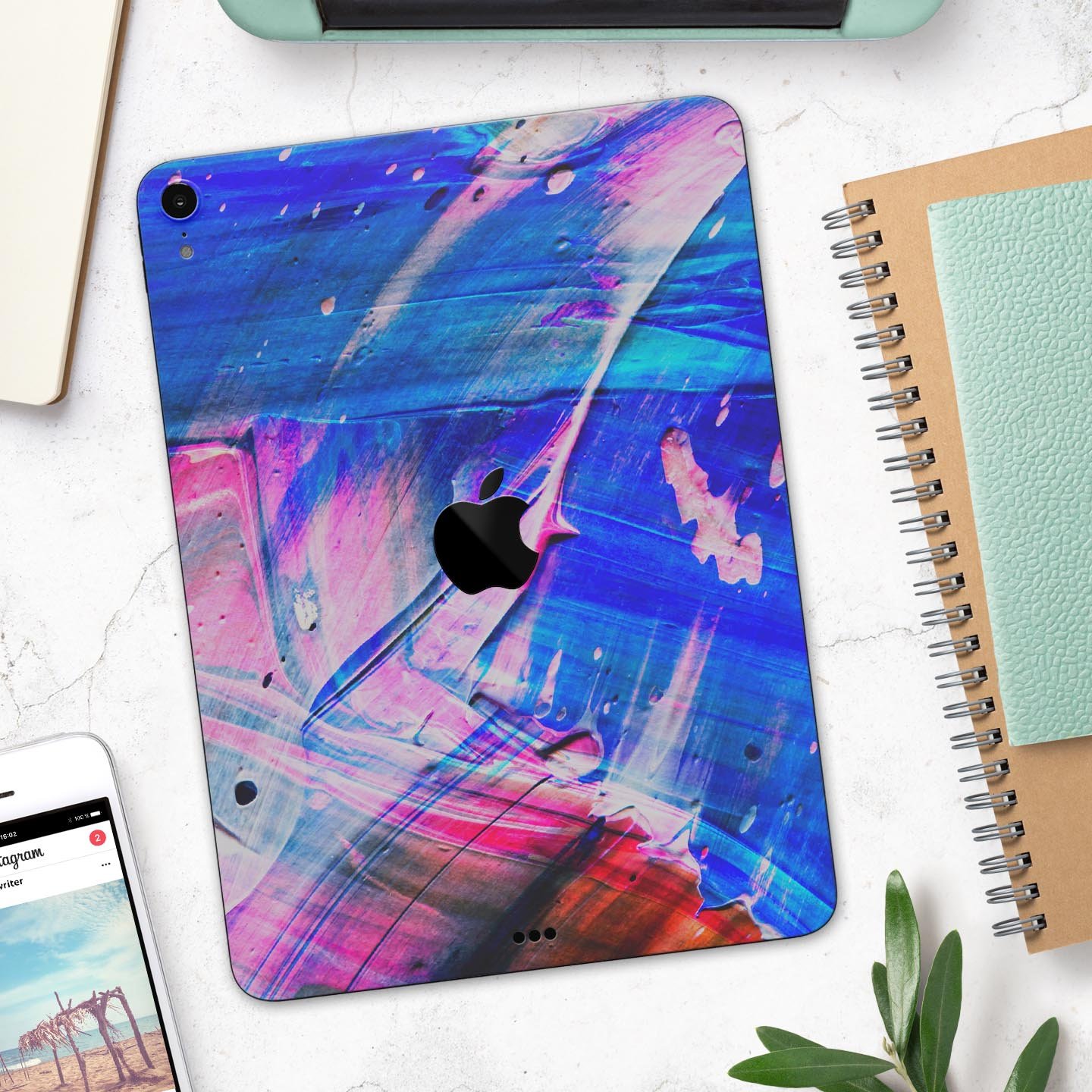 Liquid Abstract Paint Remix V77 full-body skin decal for Apple devices, showcasing vibrant abstract design and premium 3M material.