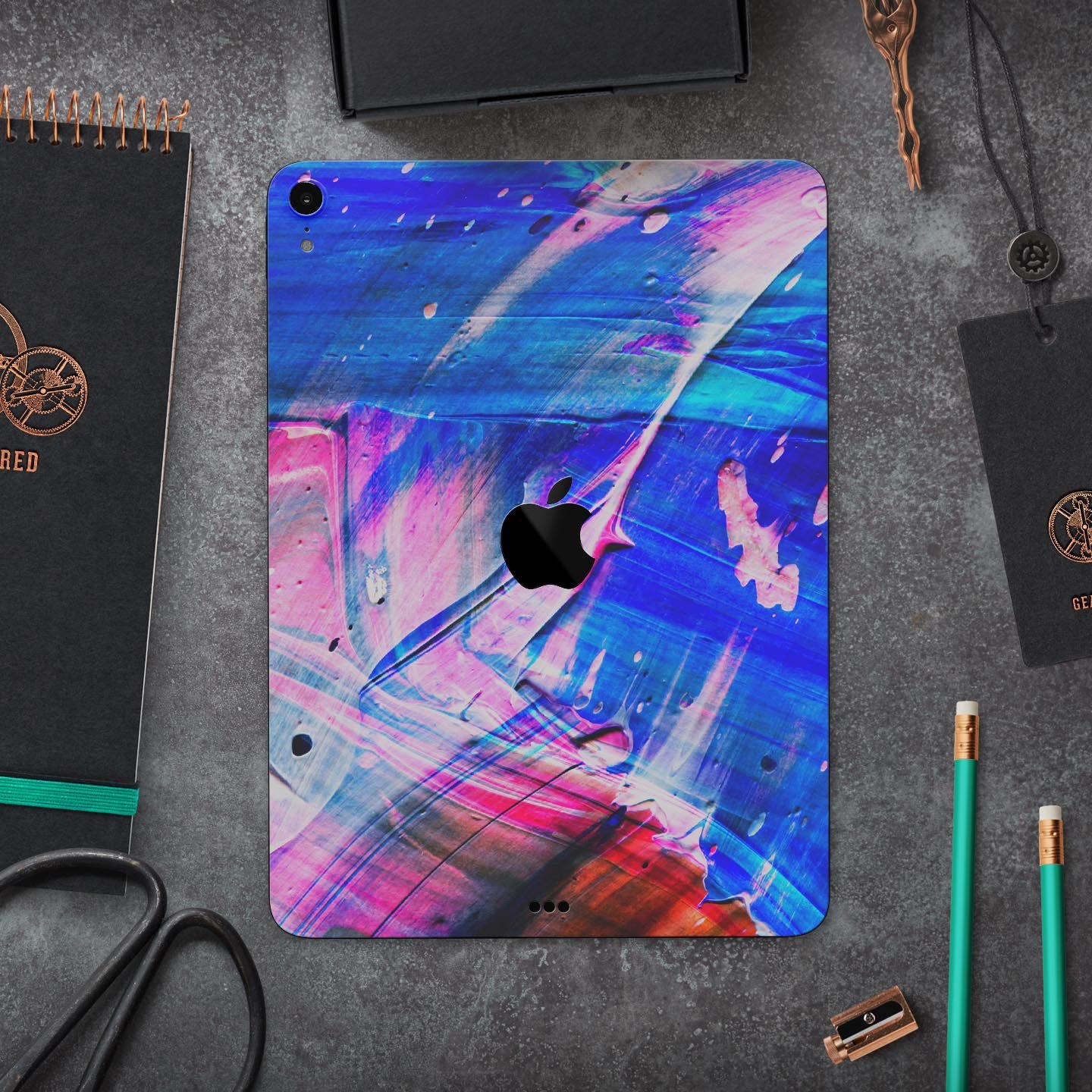 Liquid Abstract Paint Remix V77 full-body skin decal for Apple devices, showcasing vibrant abstract design and premium 3M material.