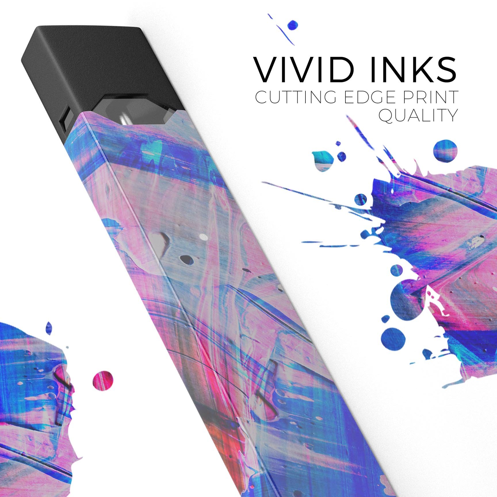 Liquid Abstract Paint Remix V77 skin-wrap for JUUL device, showcasing vibrant colors and precise cut for a perfect fit.