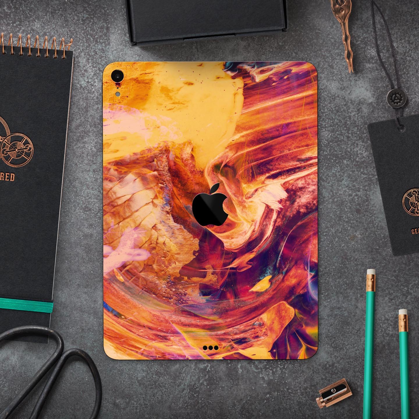 Liquid Abstract Paint Remix V70 skin decal for Apple devices, showcasing vibrant abstract design and premium 3M material.