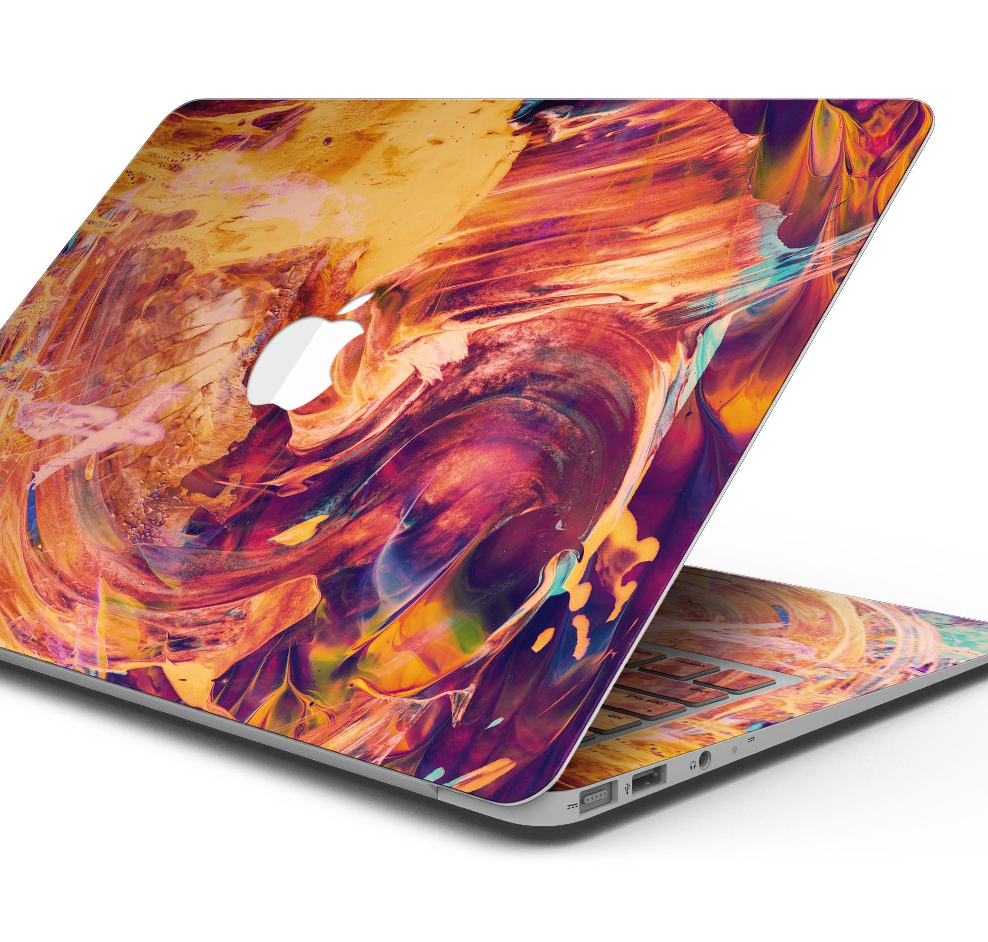 Liquid Abstract Paint Remix V70 skin decal wrap kit for MacBook, showcasing vibrant colors and a sleek design.