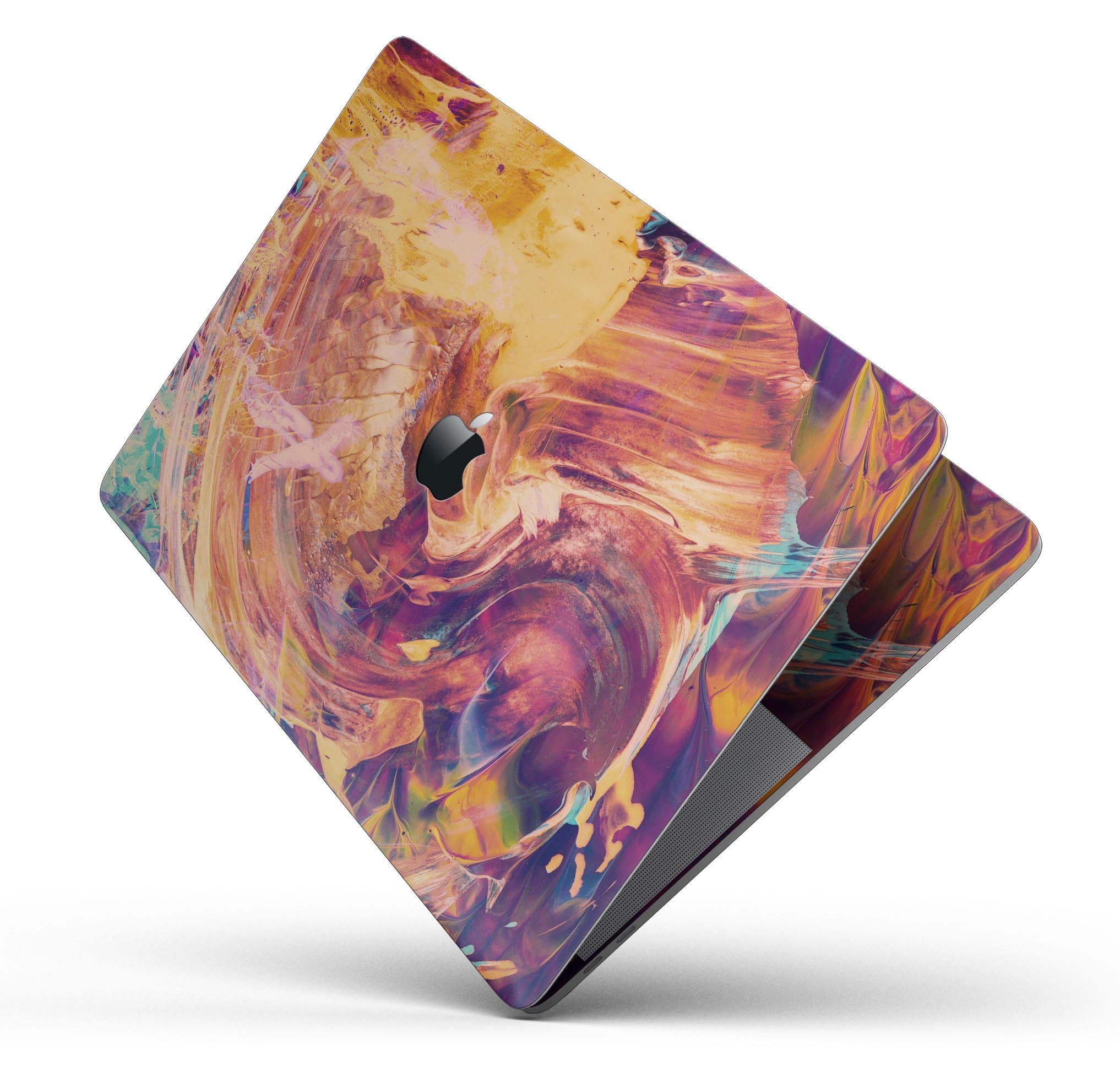 Liquid Abstract Paint Remix V70 skin decal wrap kit for MacBook, showcasing vibrant colors and a sleek design.