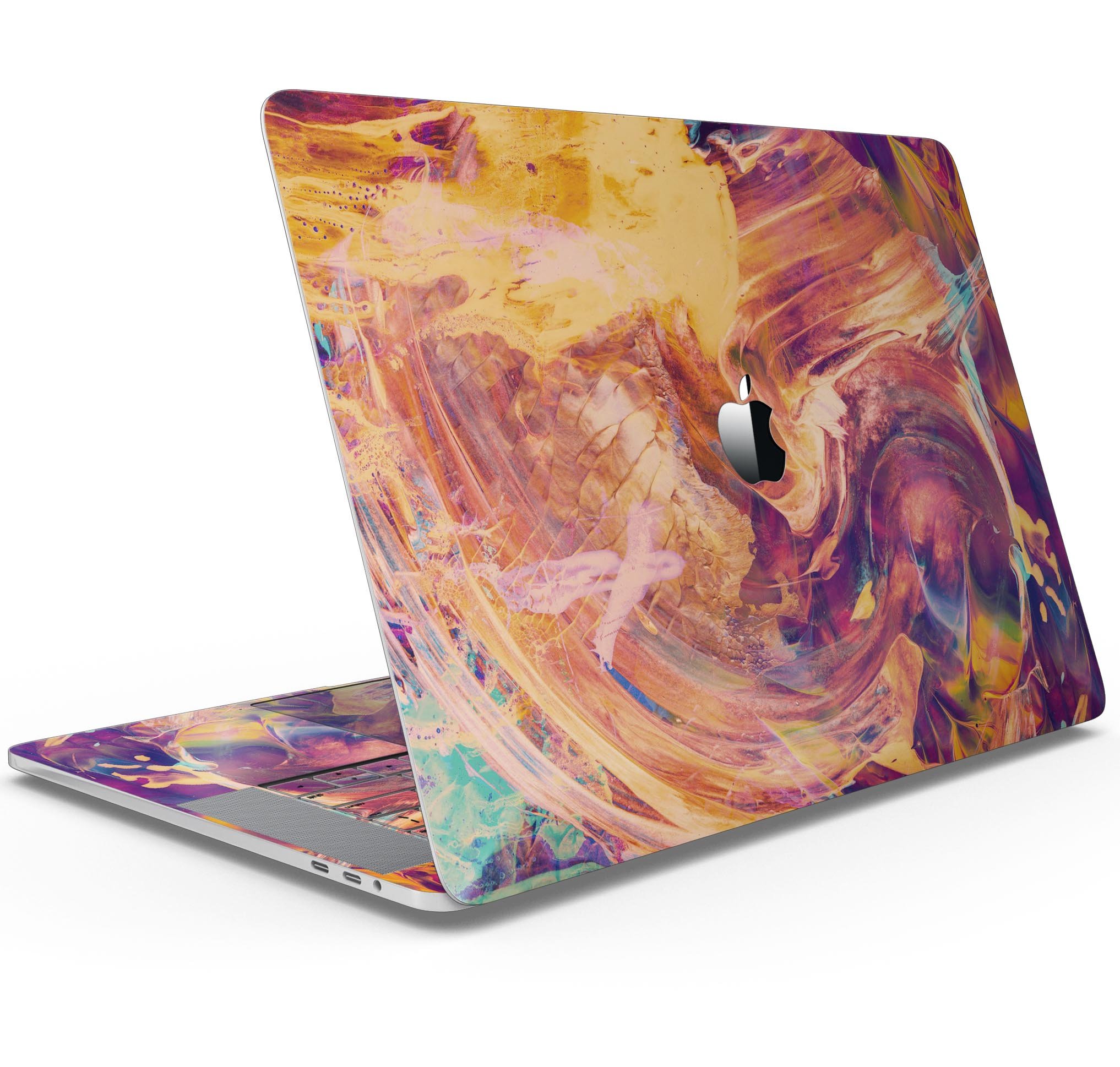 Liquid Abstract Paint Remix V70 skin decal wrap kit for MacBook, showcasing vibrant colors and a sleek design.