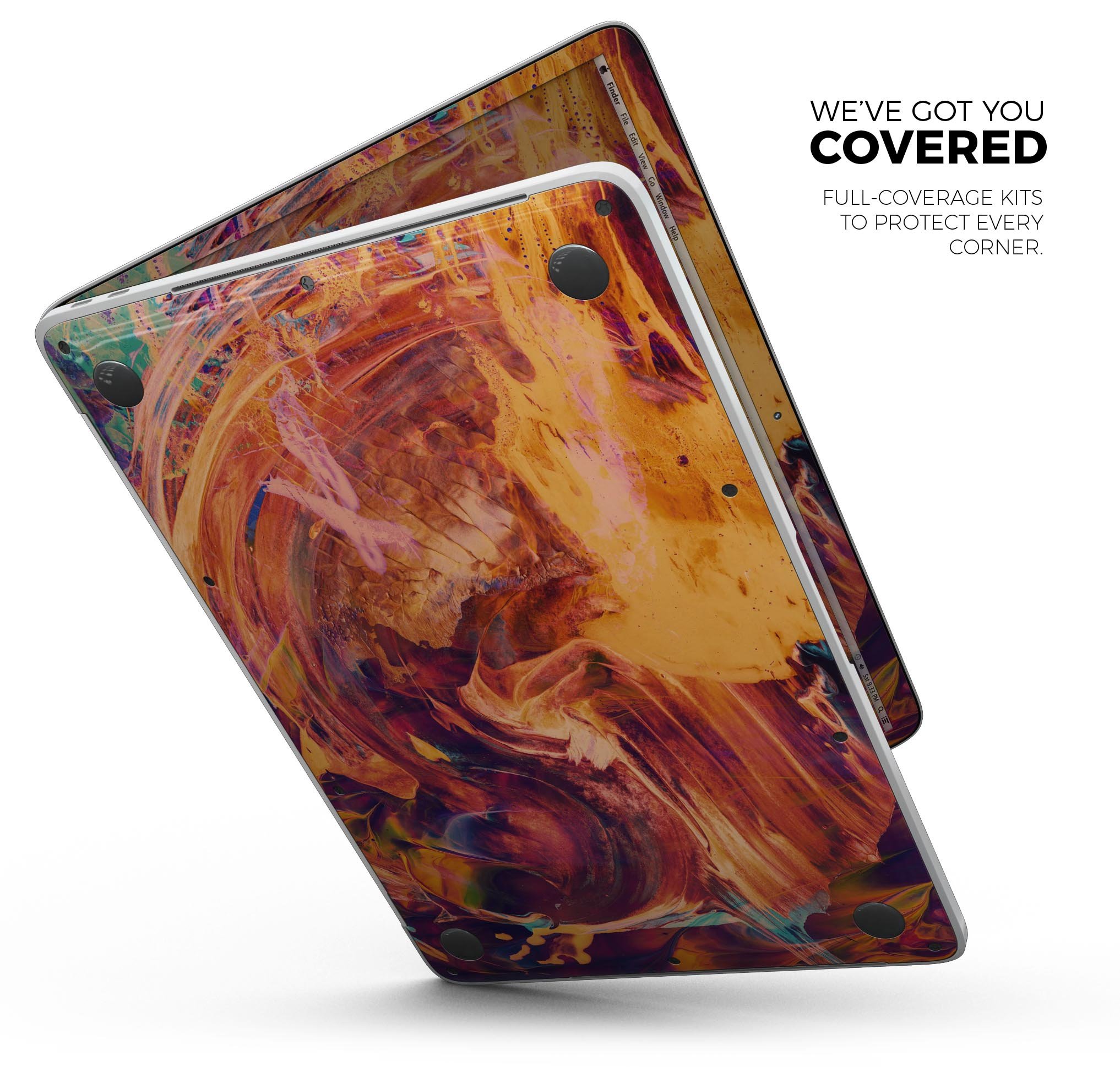 Liquid Abstract Paint Remix V70 skin decal wrap kit for MacBook, showcasing vibrant colors and a sleek design.