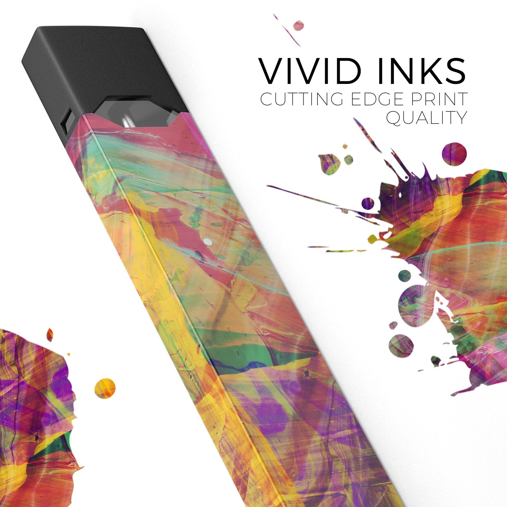 Liquid Abstract Paint Remix V71 skin-wrap for JUUL device, showcasing vibrant colors and precise cut for a perfect fit.