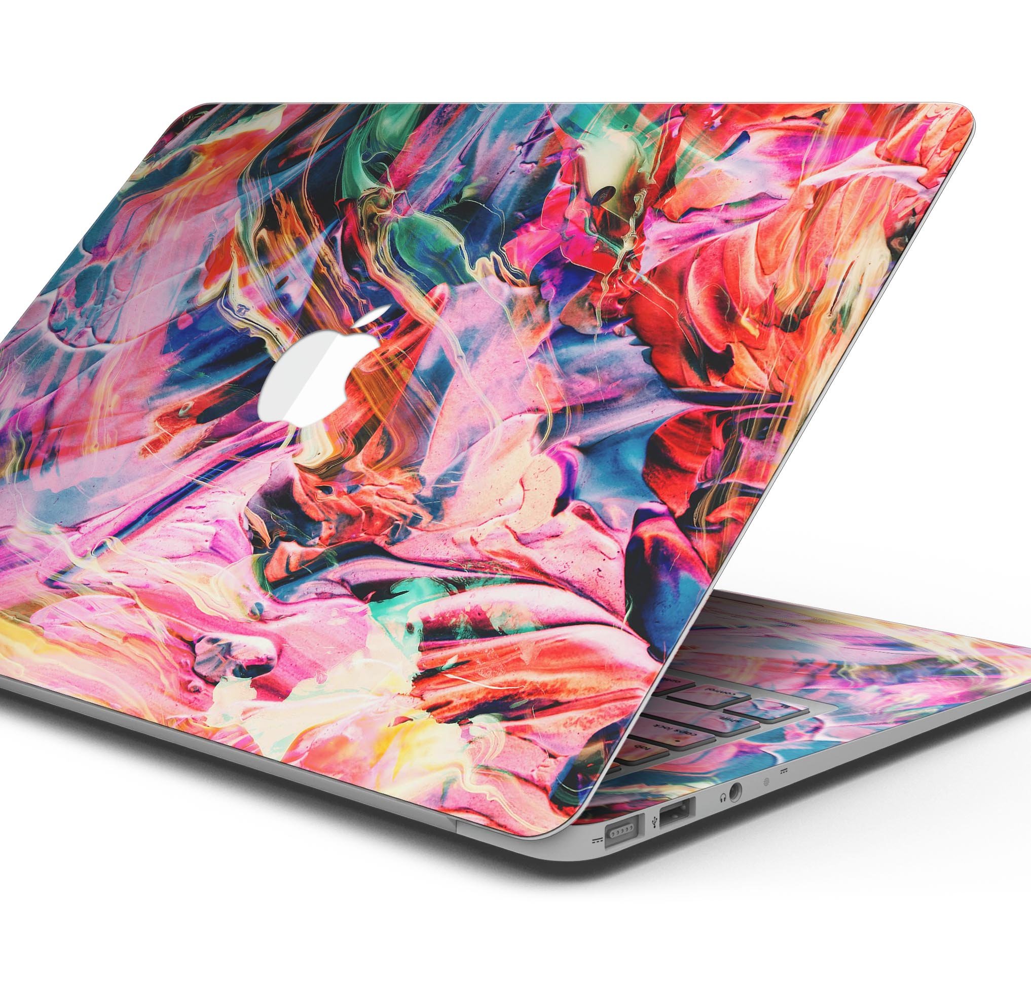 Liquid Abstract Paint Remix V73 skin decal wrap kit for MacBook, showcasing vibrant abstract design and premium vinyl material.