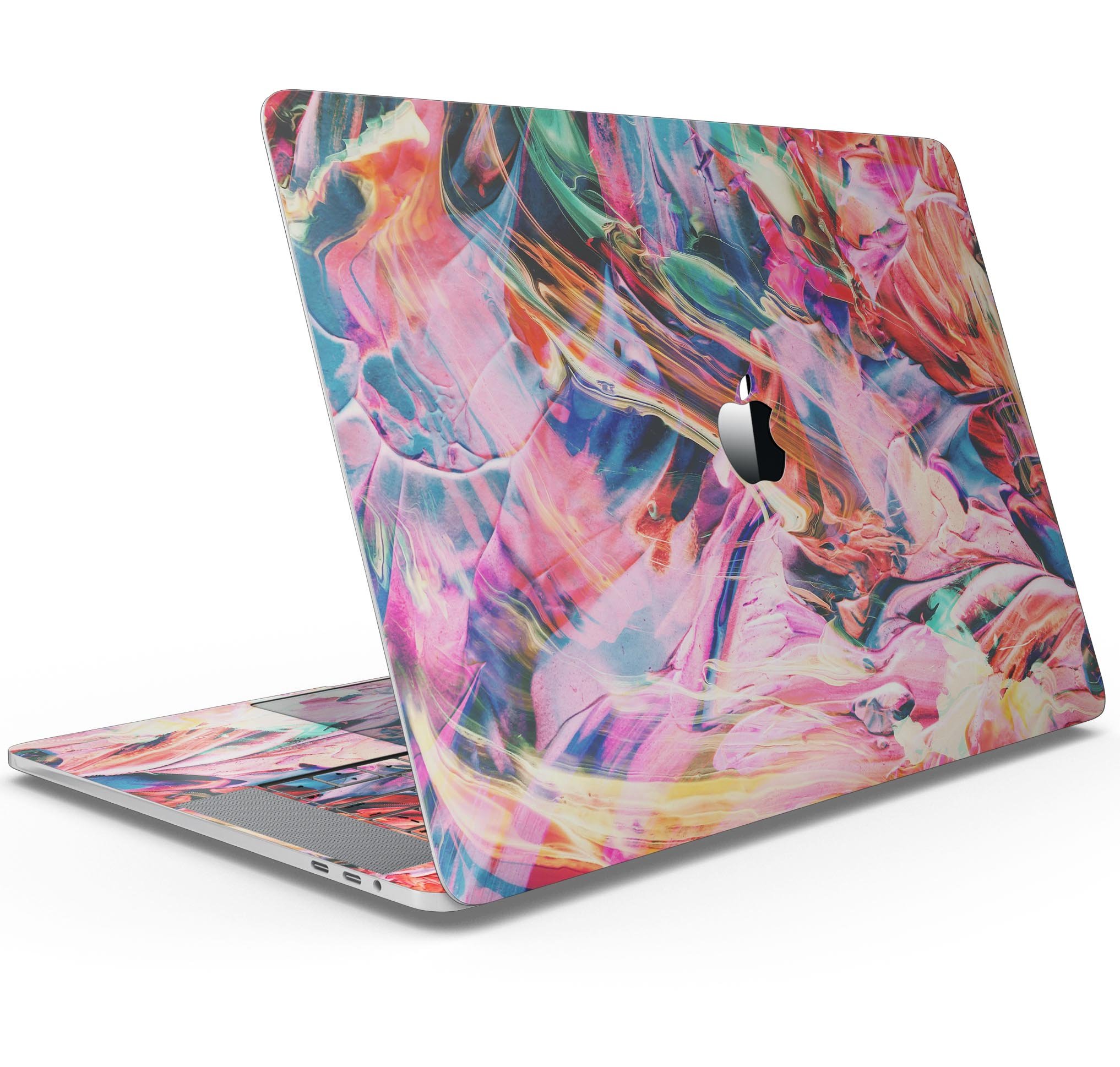 Liquid Abstract Paint Remix V73 skin decal wrap kit for MacBook, showcasing vibrant abstract design and premium vinyl material.