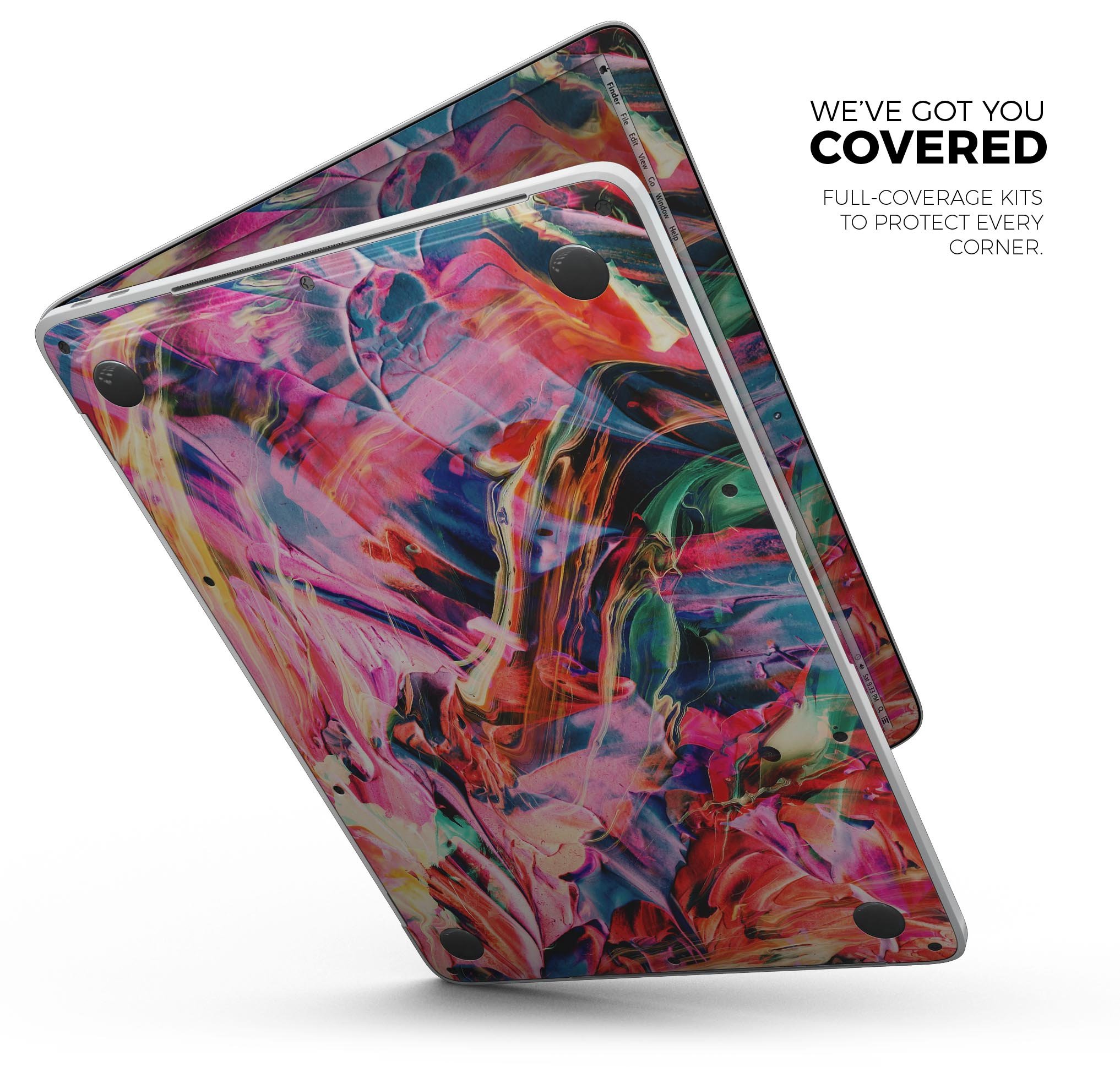 Liquid Abstract Paint Remix V73 skin decal wrap kit for MacBook, showcasing vibrant abstract design and premium vinyl material.