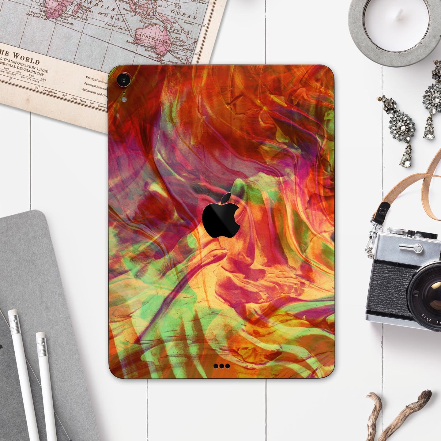 Liquid Abstract Paint Remix V74 skin decal for Apple devices, showcasing vibrant colors and a sleek design.