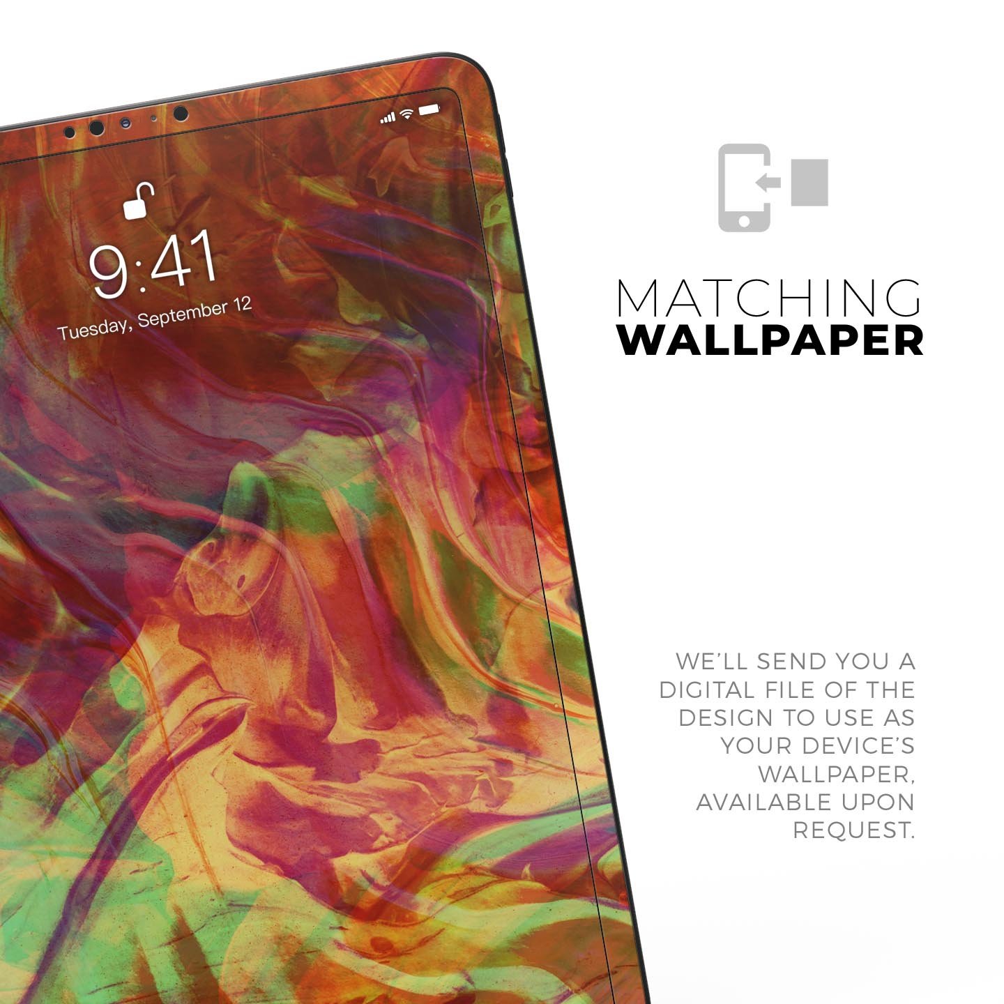 Liquid Abstract Paint Remix V74 skin decal for Apple devices, showcasing vibrant colors and a sleek design.