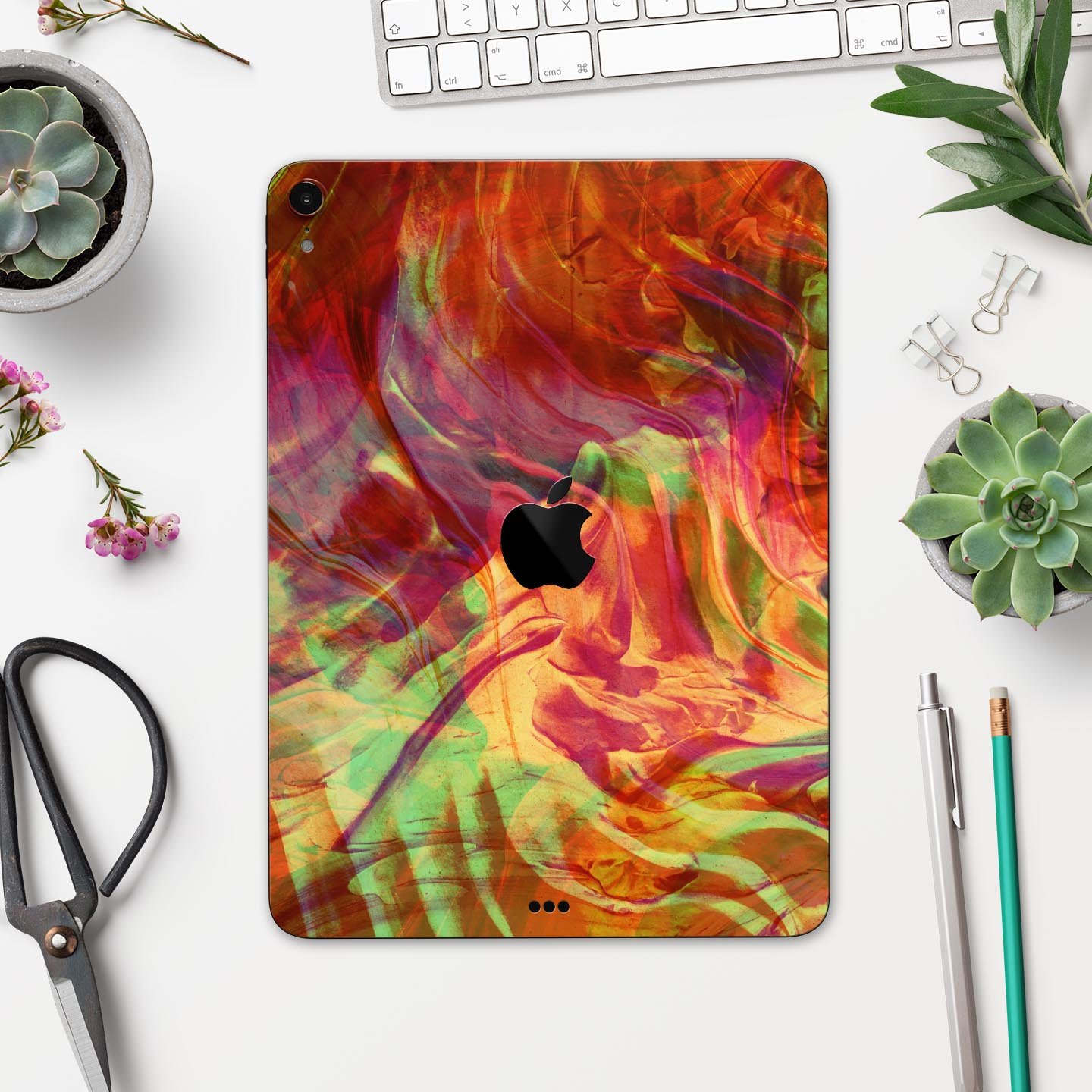 Liquid Abstract Paint Remix V74 skin decal for Apple devices, showcasing vibrant colors and a sleek design.