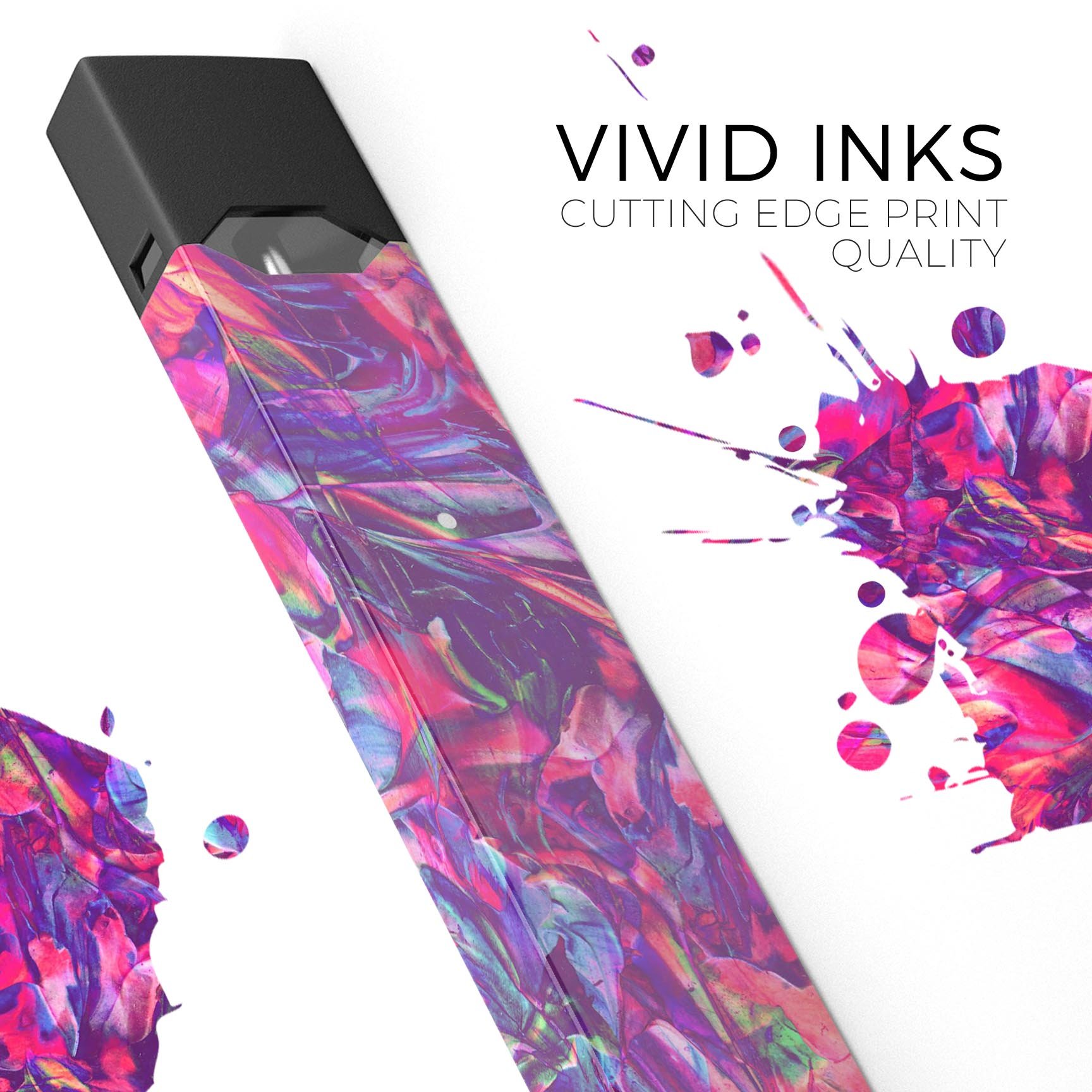 Liquid Abstract Paint Remix V76 skin-wrap for JUUL device, showcasing vibrant design and protective features.