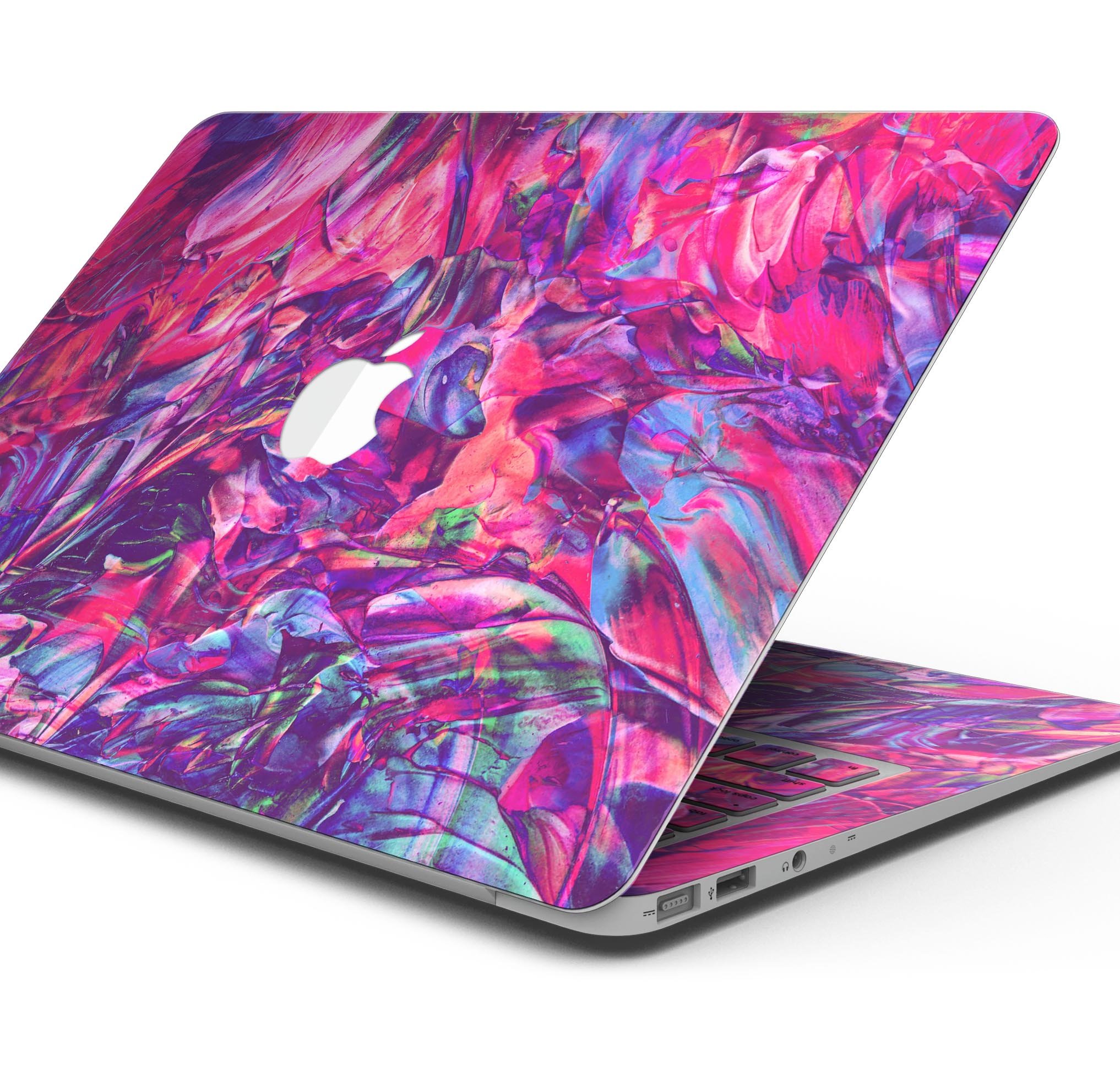 Liquid Abstract Paint Remix V76 skin decal wrap kit for MacBook, showcasing vibrant colors and a sleek design.