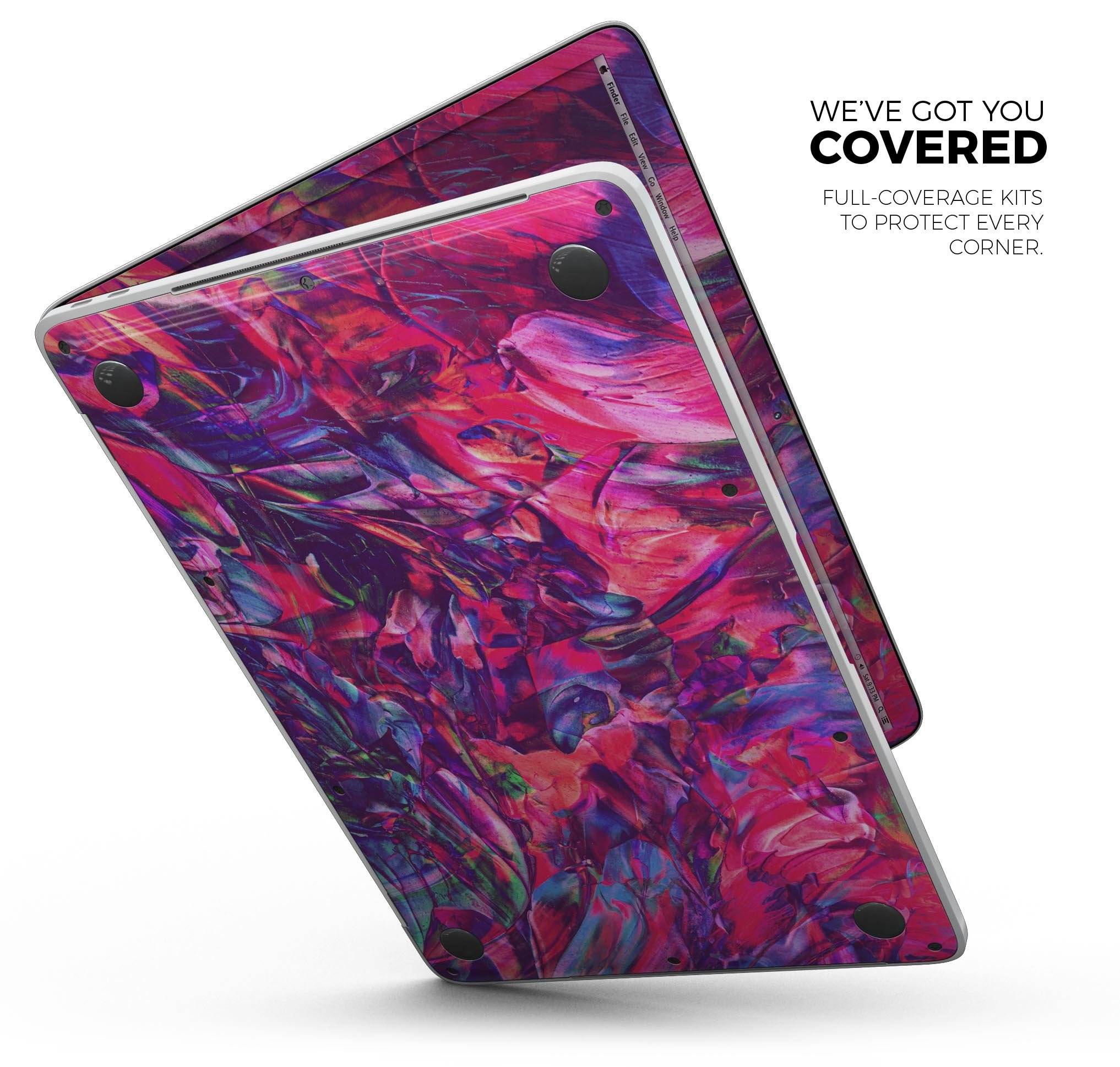 Liquid Abstract Paint Remix V76 skin decal wrap kit for MacBook, showcasing vibrant colors and a sleek design.