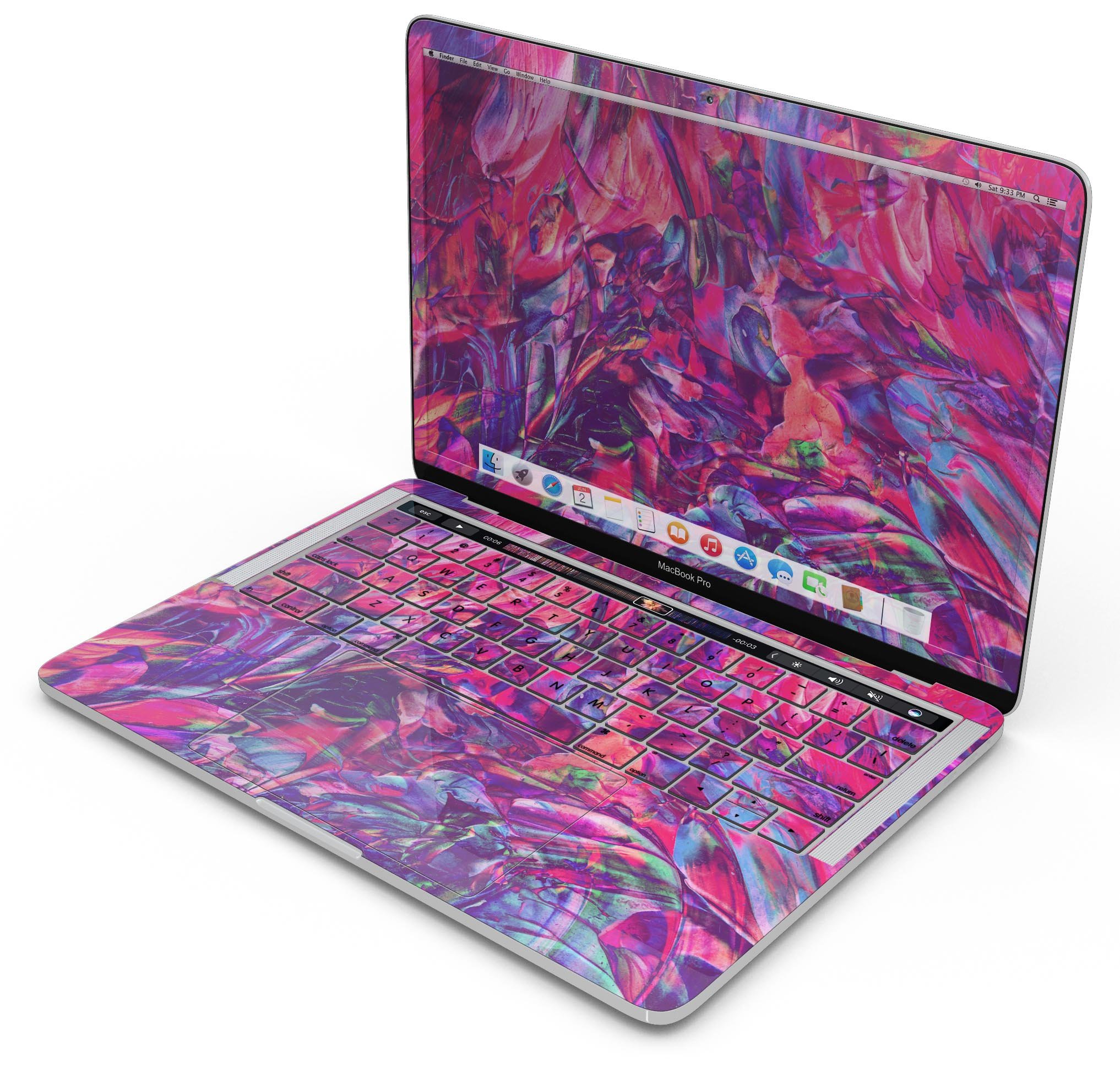 Liquid Abstract Paint Remix V76 skin decal wrap kit for MacBook, showcasing vibrant colors and a sleek design.