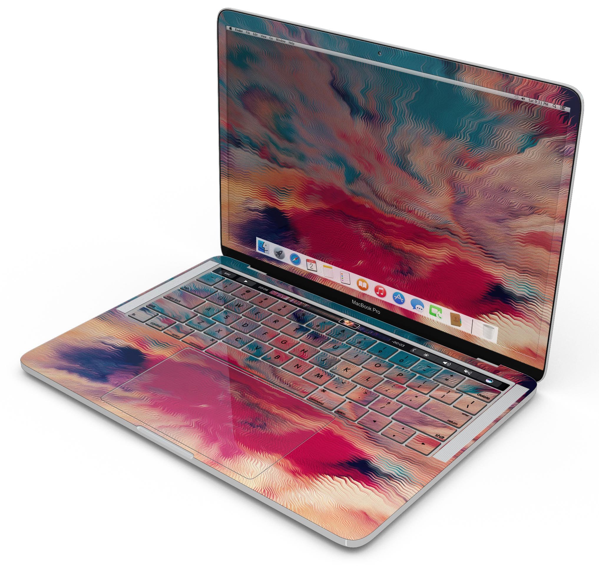 Liquid Abstract Paint Remix V78 skin decal wrap kit for MacBook, showcasing vibrant abstract design and premium vinyl material.