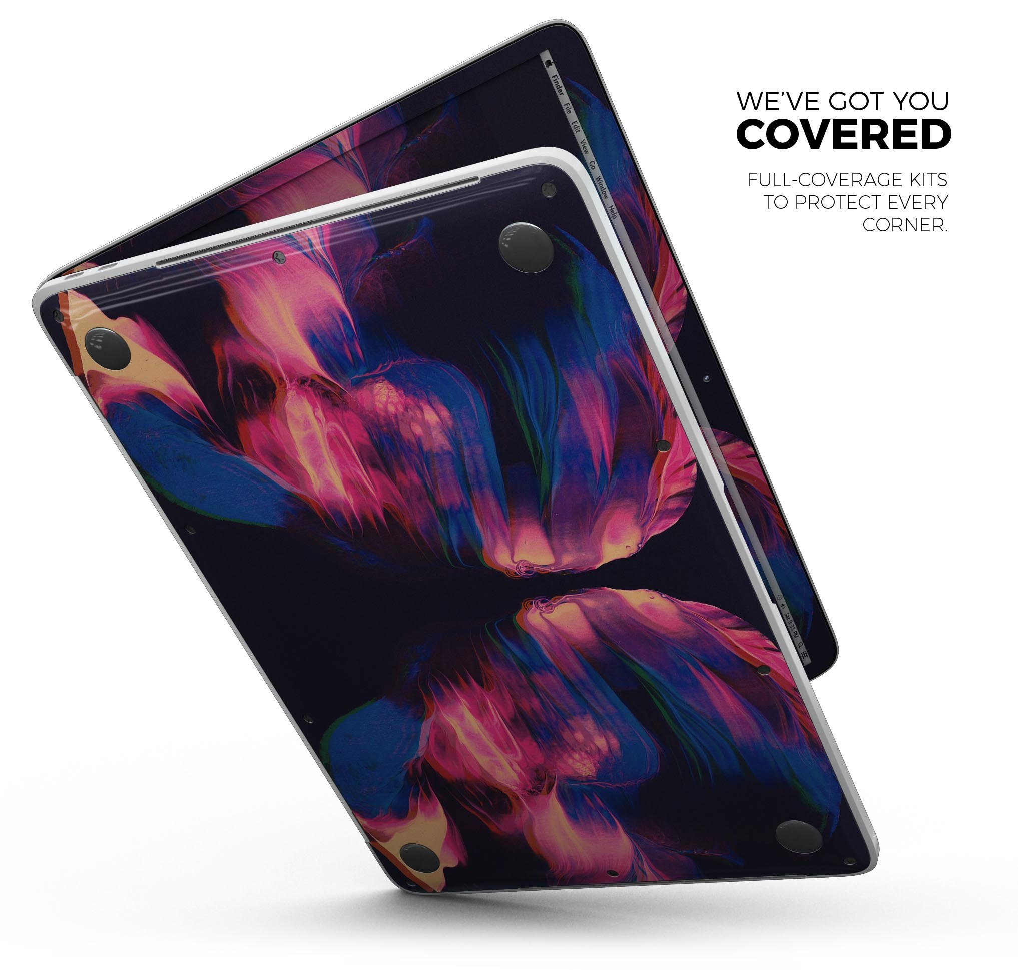 Liquid Abstract Paint Remix V79 skin decal wrap kit for Apple MacBook, showcasing vibrant colors and a sleek design.