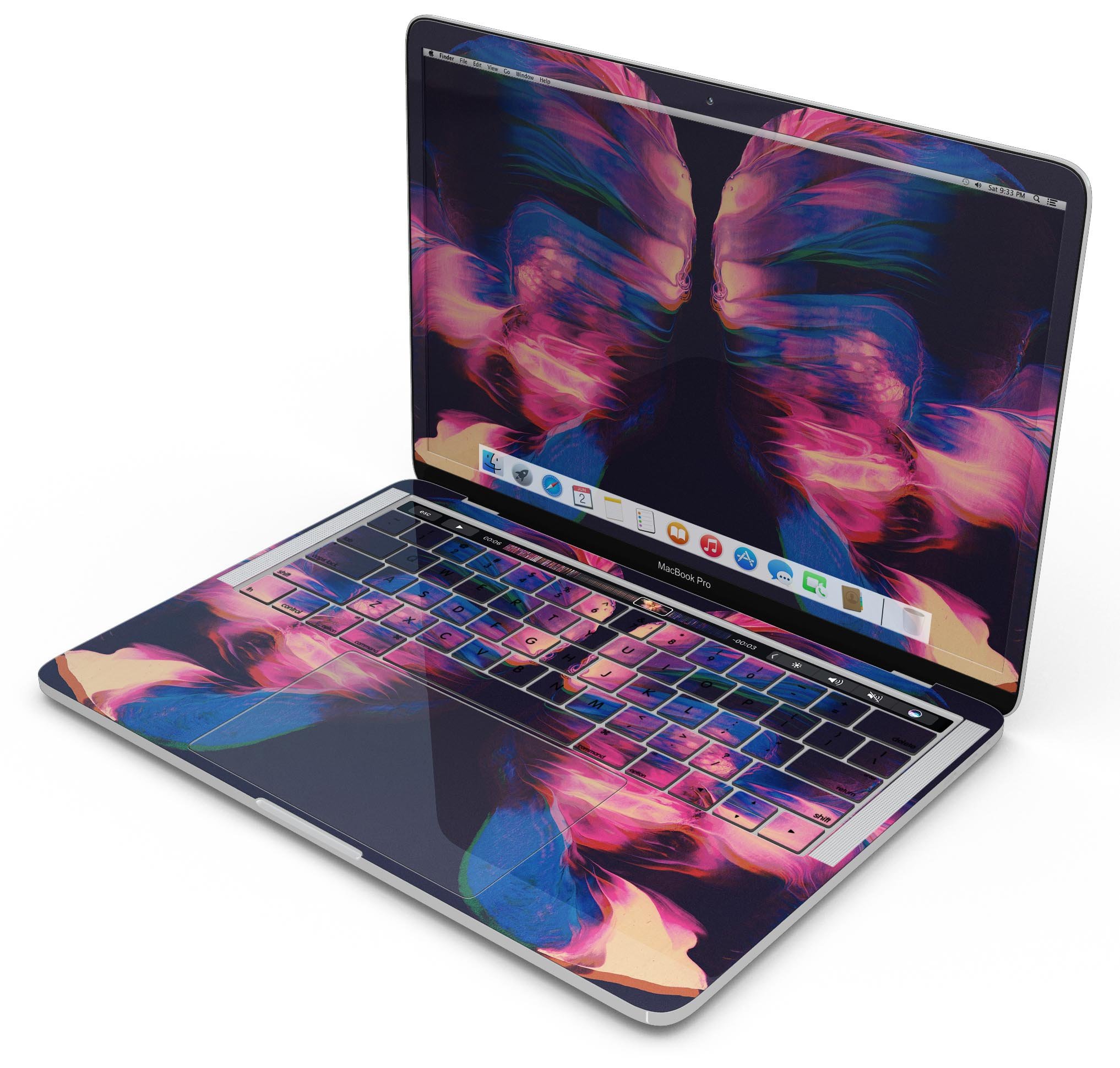 Liquid Abstract Paint Remix V79 skin decal wrap kit for Apple MacBook, showcasing vibrant colors and a sleek design.