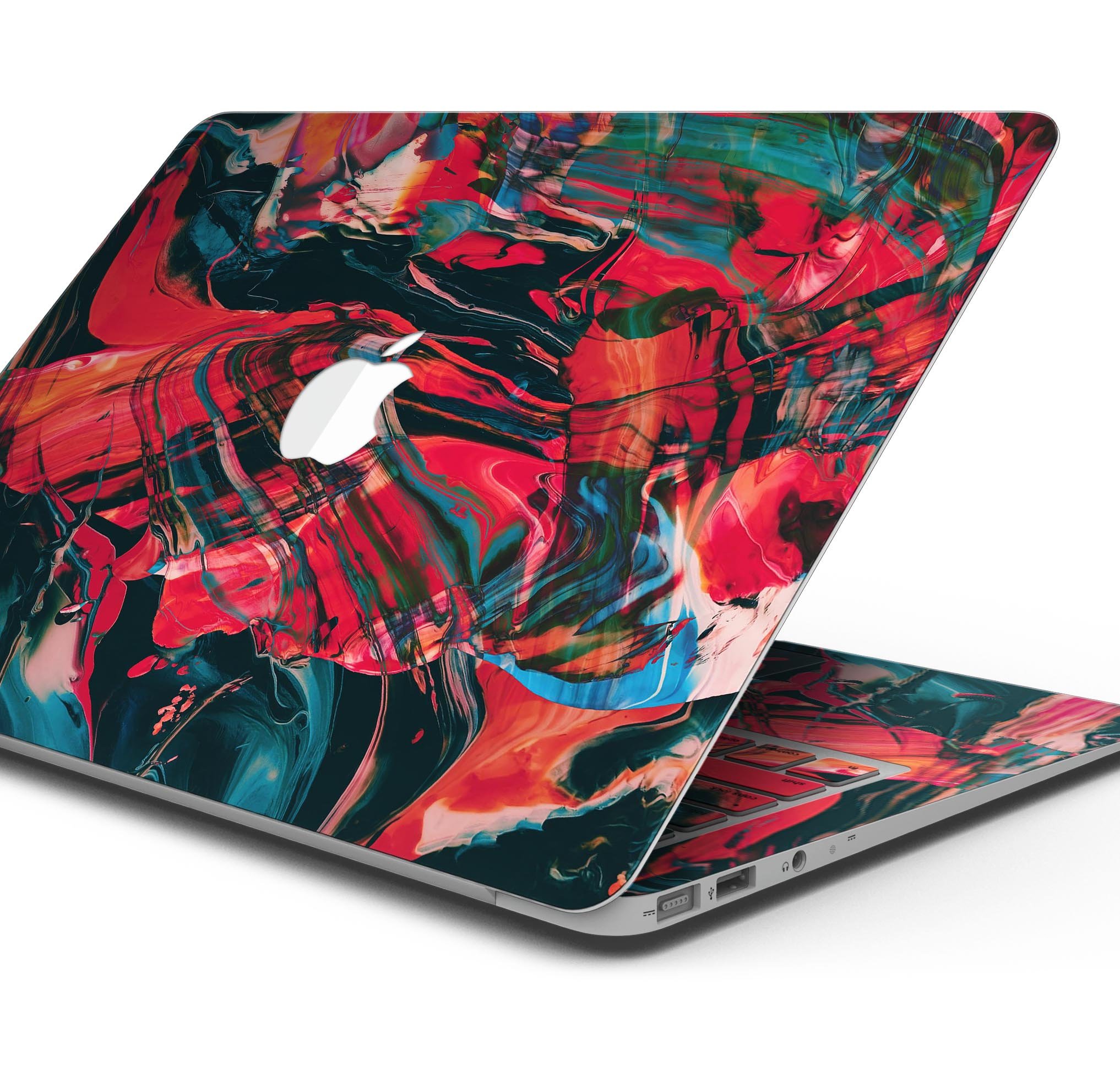 Liquid Abstract Paint Remix V88 skin decal wrap kit for MacBook, showcasing vibrant colors and a sleek design.