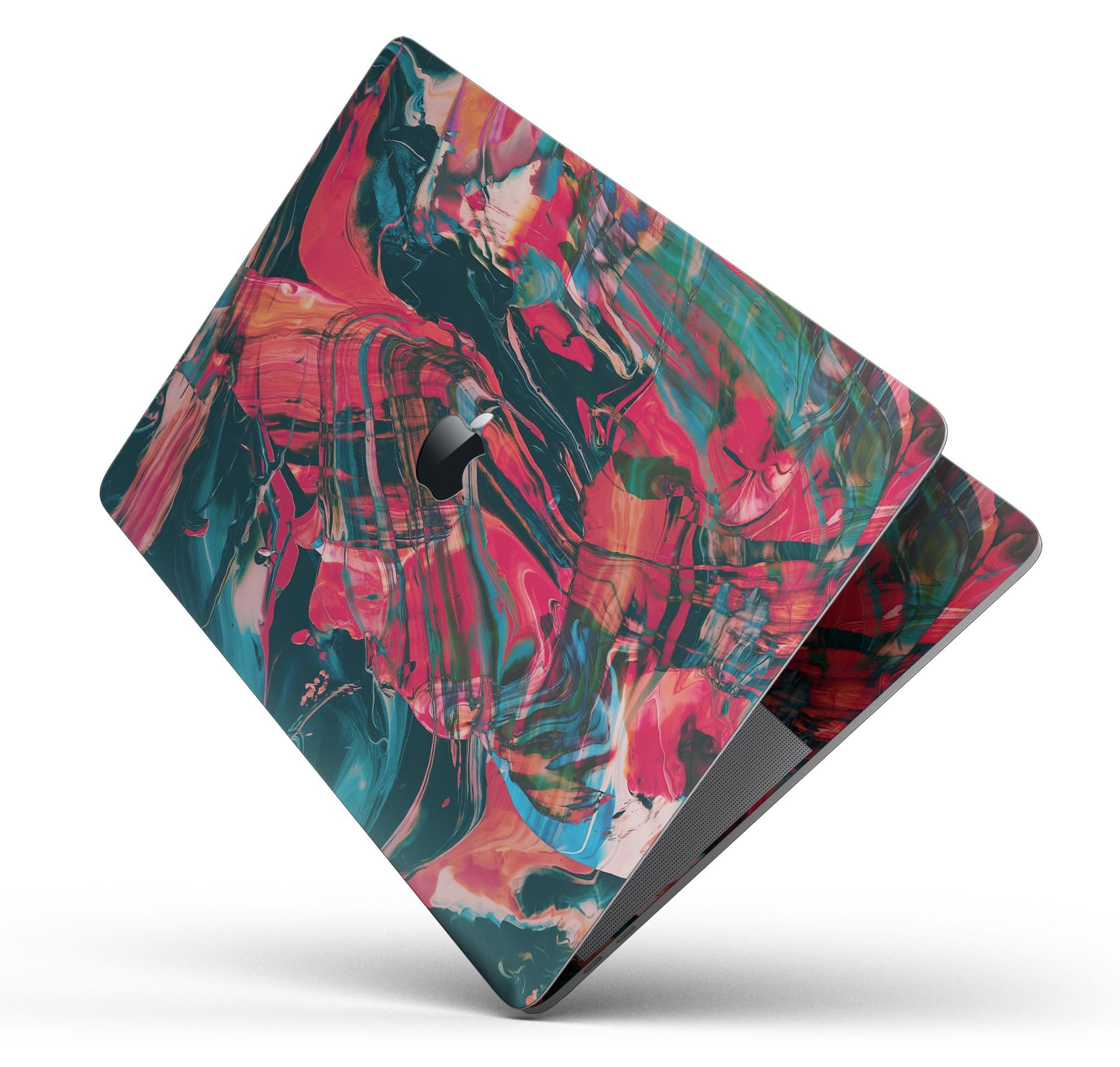 Liquid Abstract Paint Remix V88 skin decal wrap kit for MacBook, showcasing vibrant colors and a sleek design.