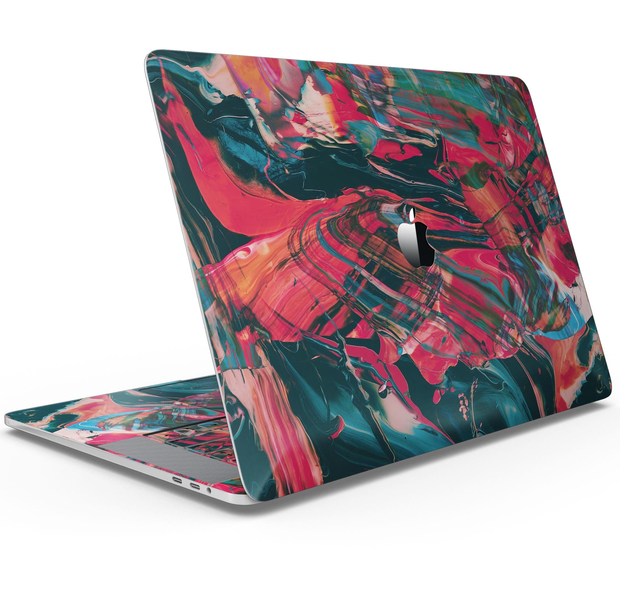 Liquid Abstract Paint Remix V88 skin decal wrap kit for MacBook, showcasing vibrant colors and a sleek design.