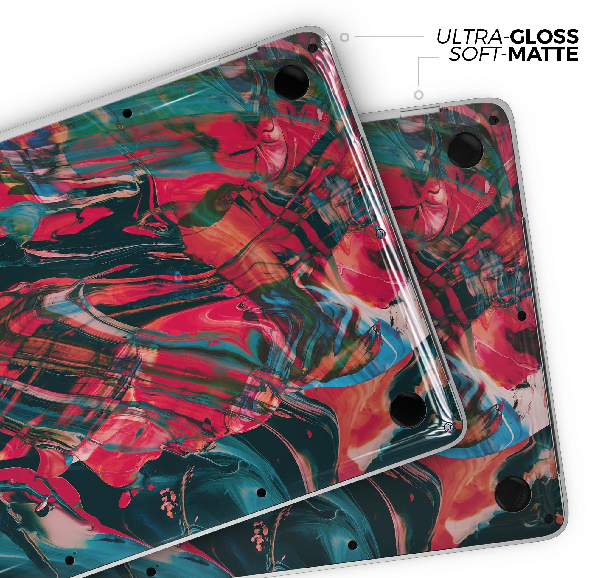 Liquid Abstract Paint Remix V88 skin decal wrap kit for MacBook, showcasing vibrant colors and a sleek design.