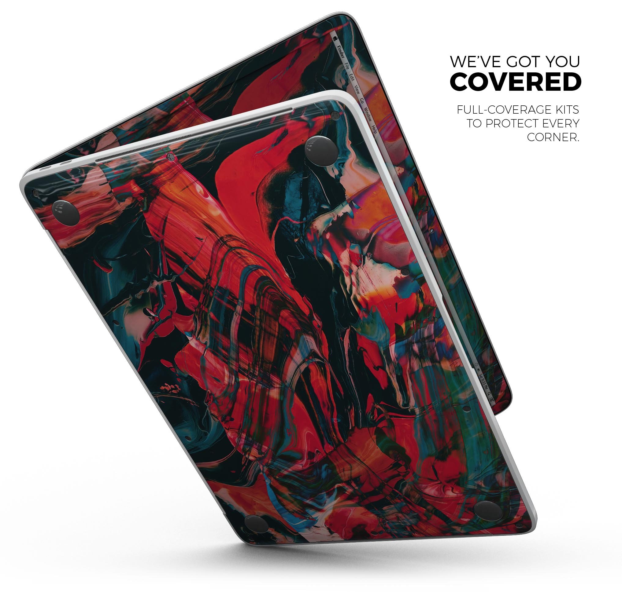 Liquid Abstract Paint Remix V88 skin decal wrap kit for MacBook, showcasing vibrant colors and a sleek design.