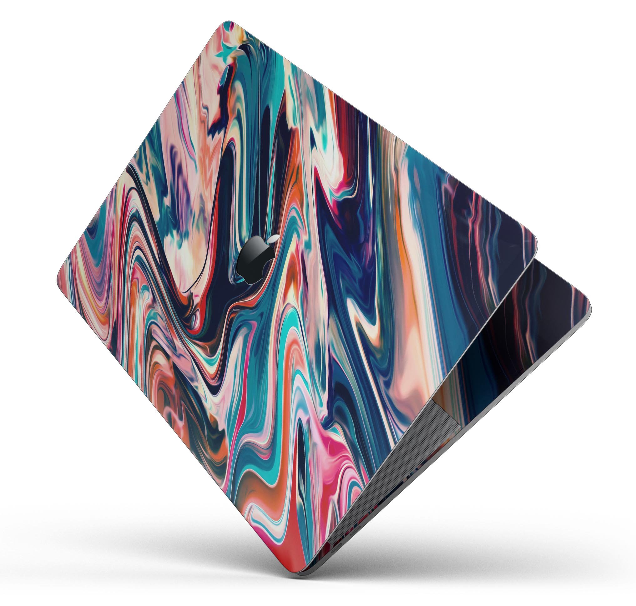 Liquid Abstract Paint Remix V8 skin decal wrap kit for MacBook, showcasing vibrant colors and a sleek design.