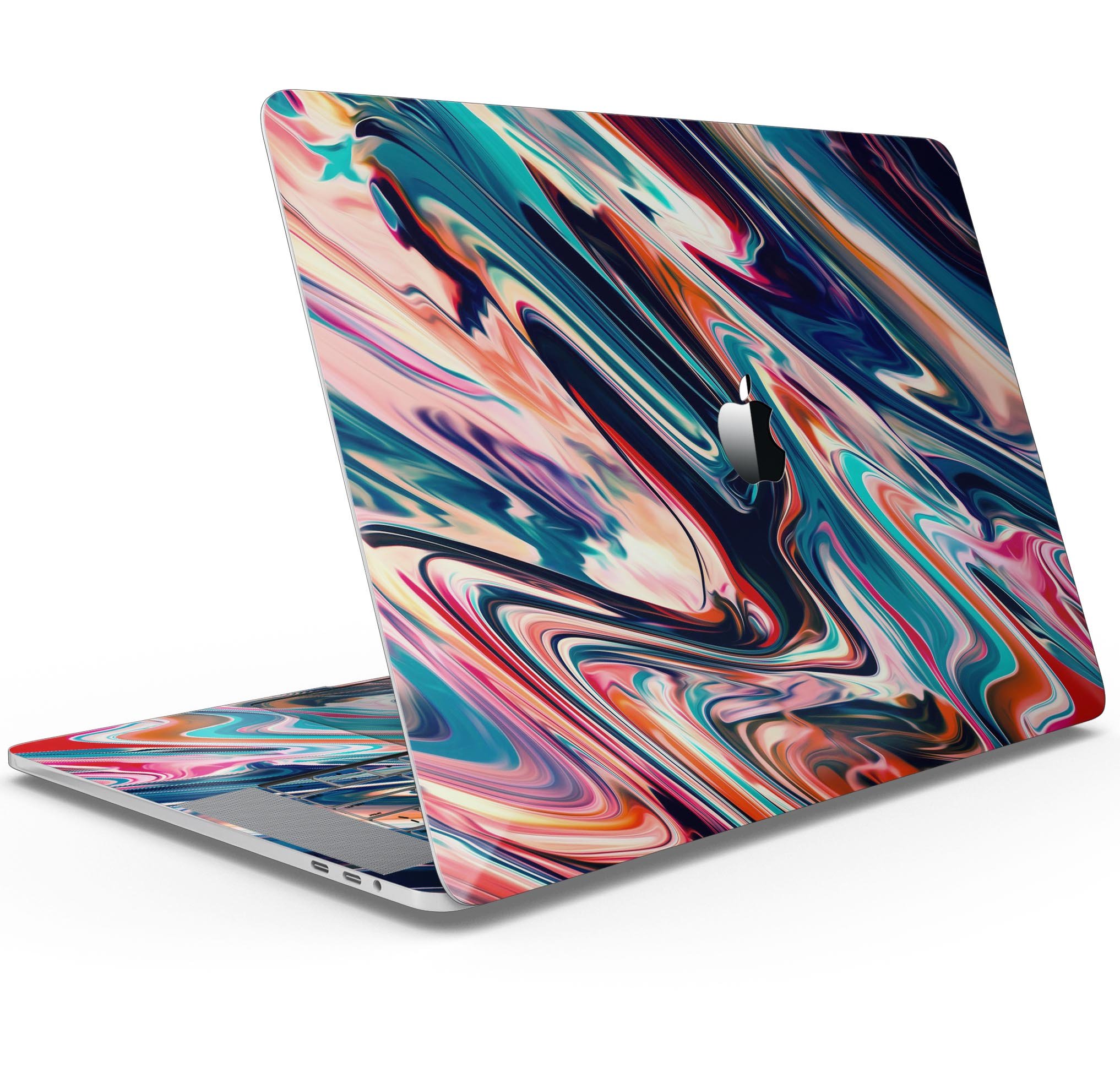 Liquid Abstract Paint Remix V8 skin decal wrap kit for MacBook, showcasing vibrant colors and a sleek design.