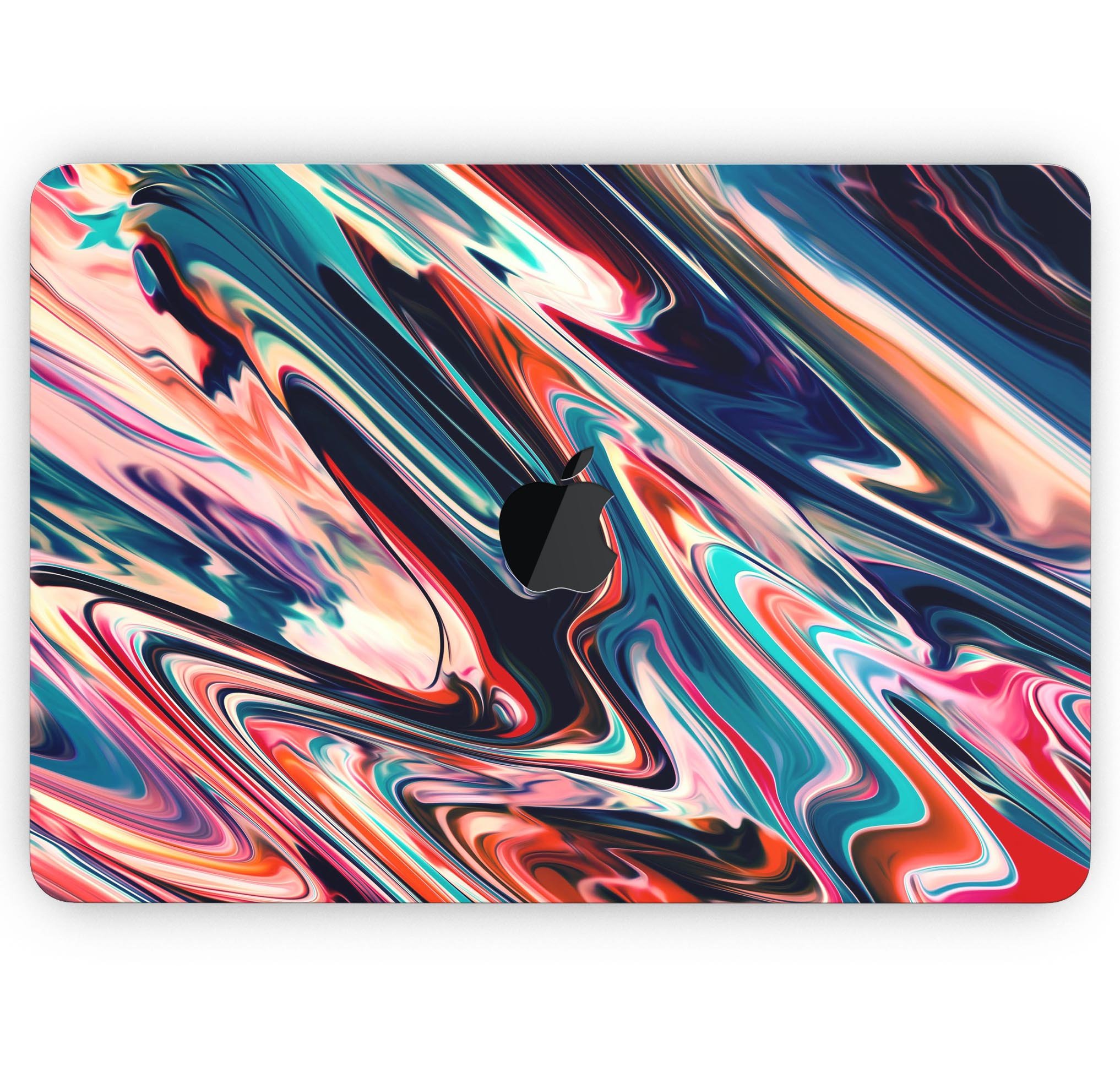 Liquid Abstract Paint Remix V8 skin decal wrap kit for MacBook, showcasing vibrant colors and a sleek design.