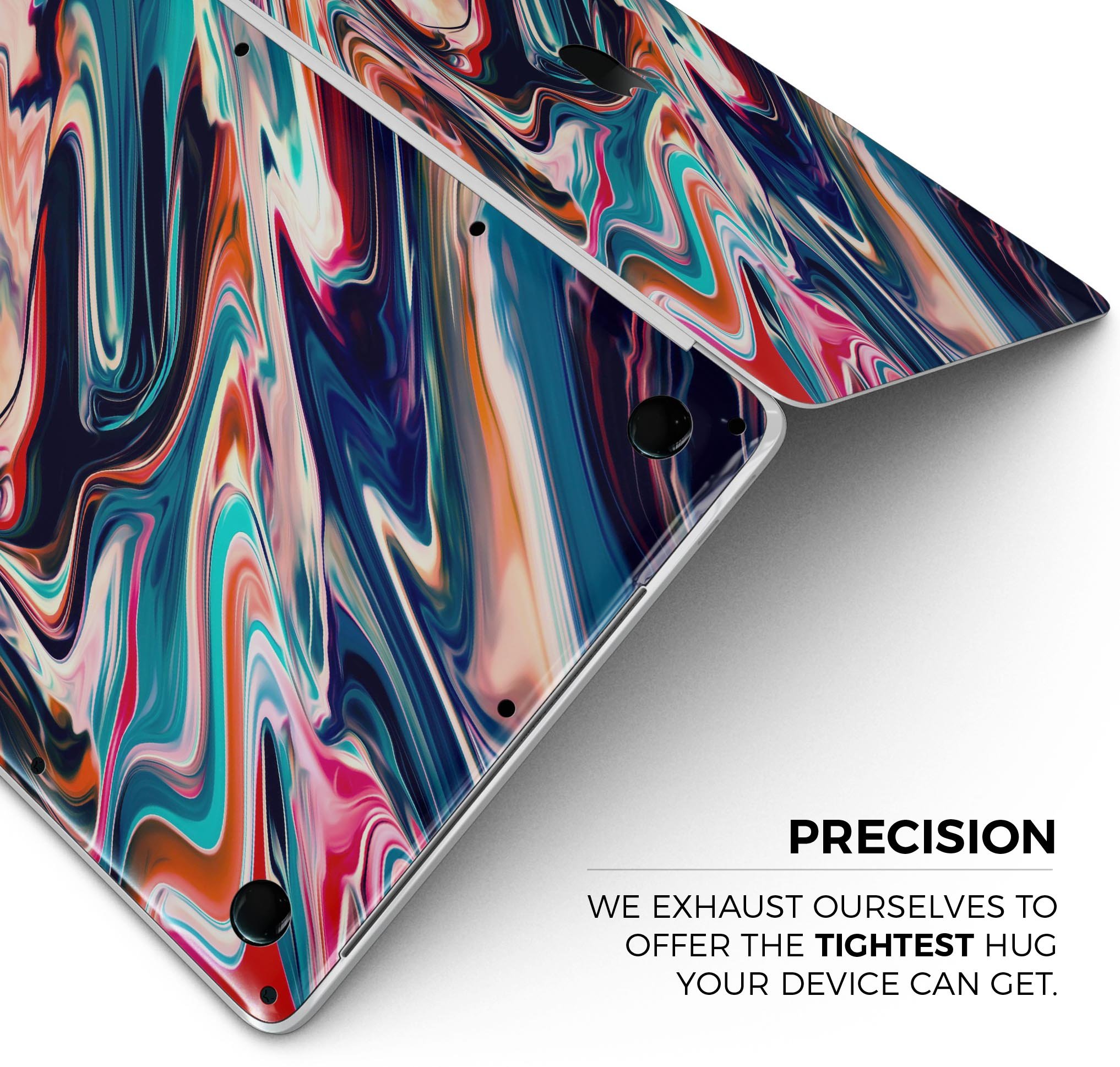 Liquid Abstract Paint Remix V8 skin decal wrap kit for MacBook, showcasing vibrant colors and a sleek design.