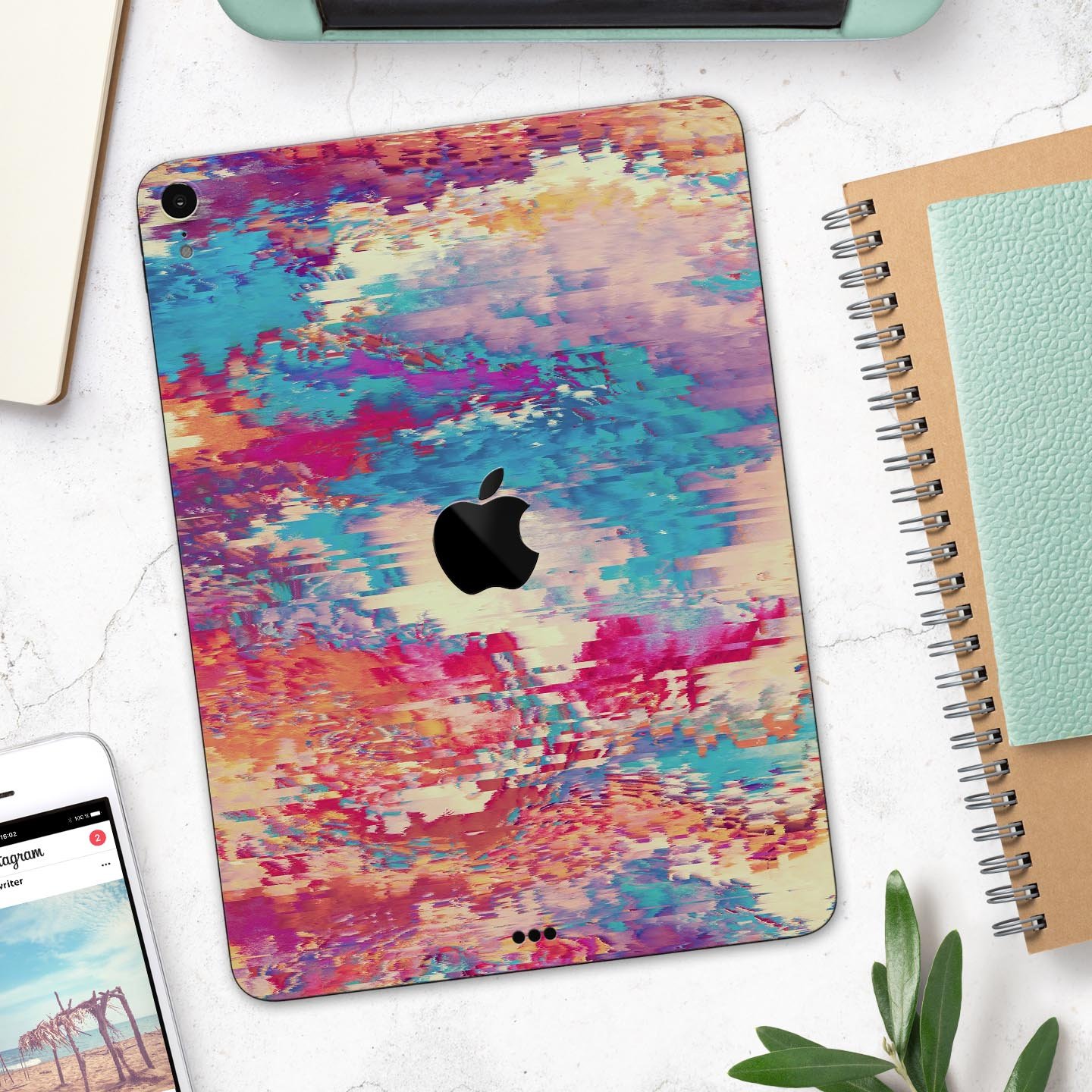 Liquid Abstract Paint Remix V80 skin decal for Apple devices, showcasing vibrant abstract design and premium 3M material.