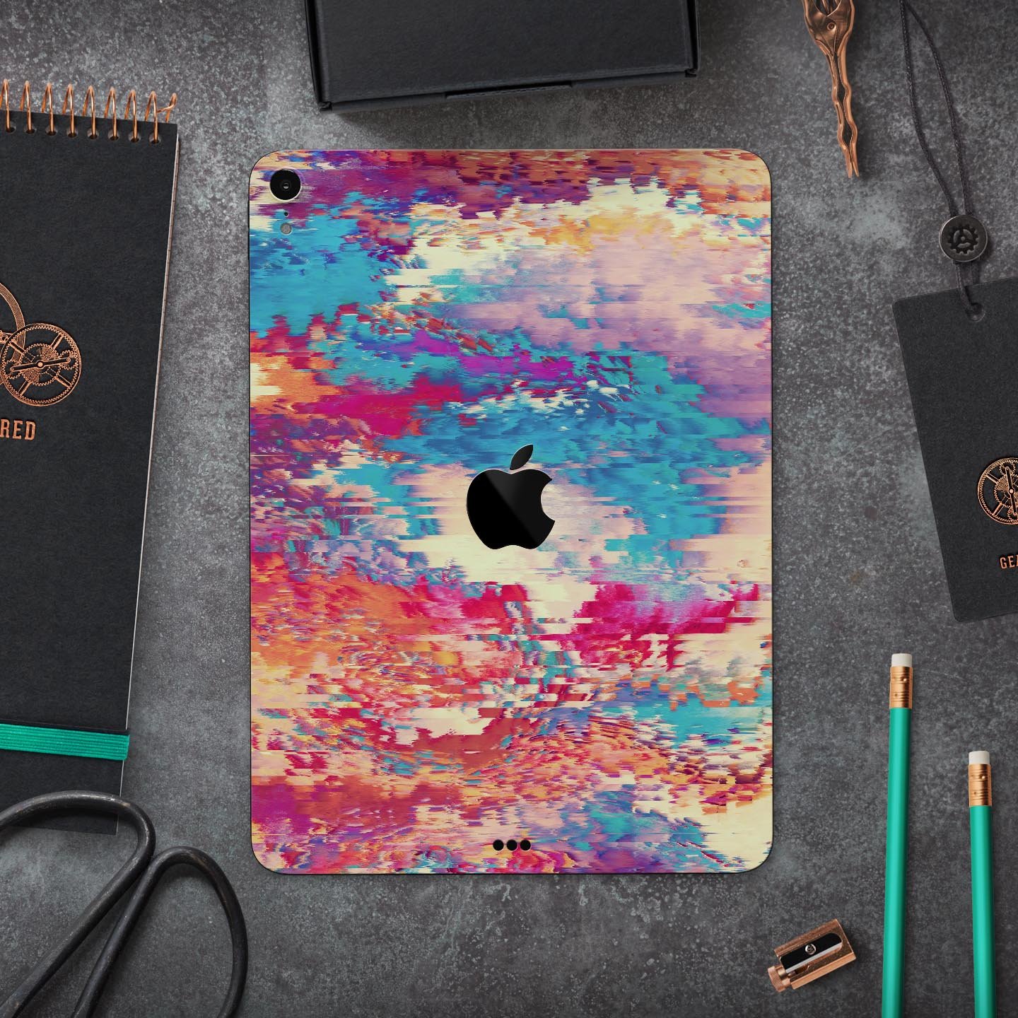 Liquid Abstract Paint Remix V80 skin decal for Apple devices, showcasing vibrant abstract design and premium 3M material.