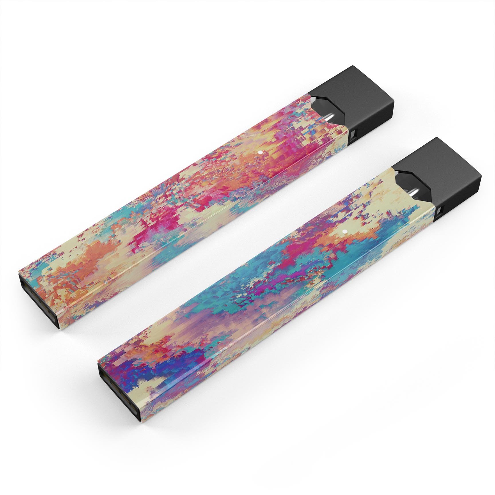 Liquid Abstract Paint Remix V80 skin wrap for JUUL device, showcasing vibrant colors and a sleek design.