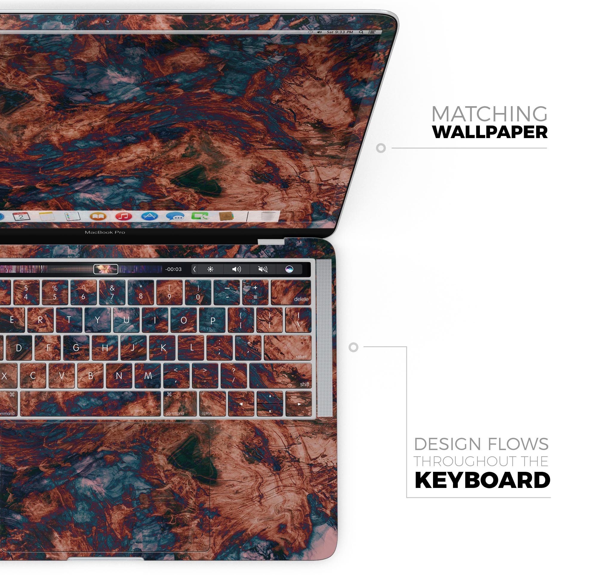 Liquid Abstract Paint Remix V81 skin decal wrap kit for MacBook, showcasing vibrant colors and a sleek design.