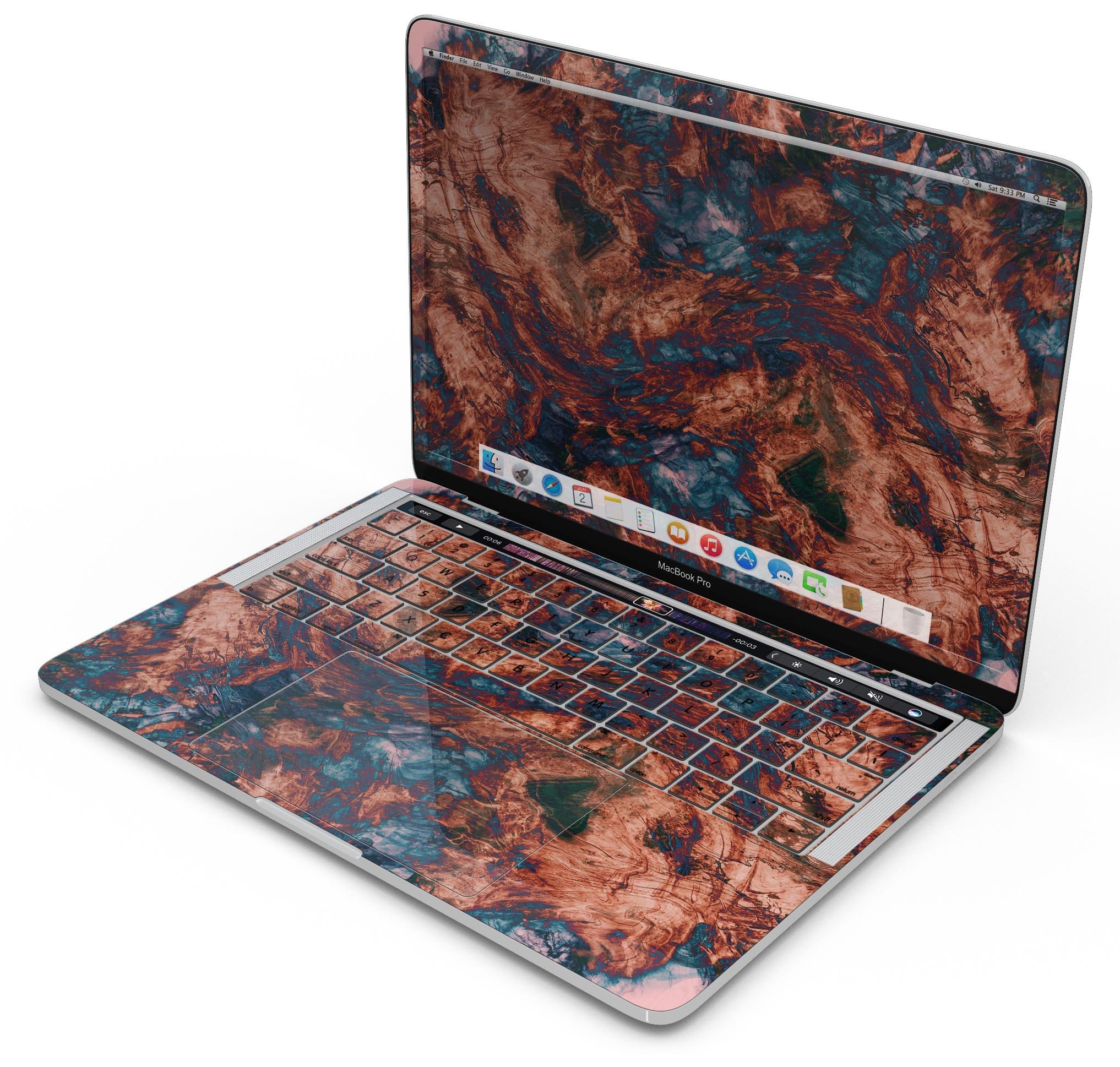 Liquid Abstract Paint Remix V81 skin decal wrap kit for MacBook, showcasing vibrant colors and a sleek design.